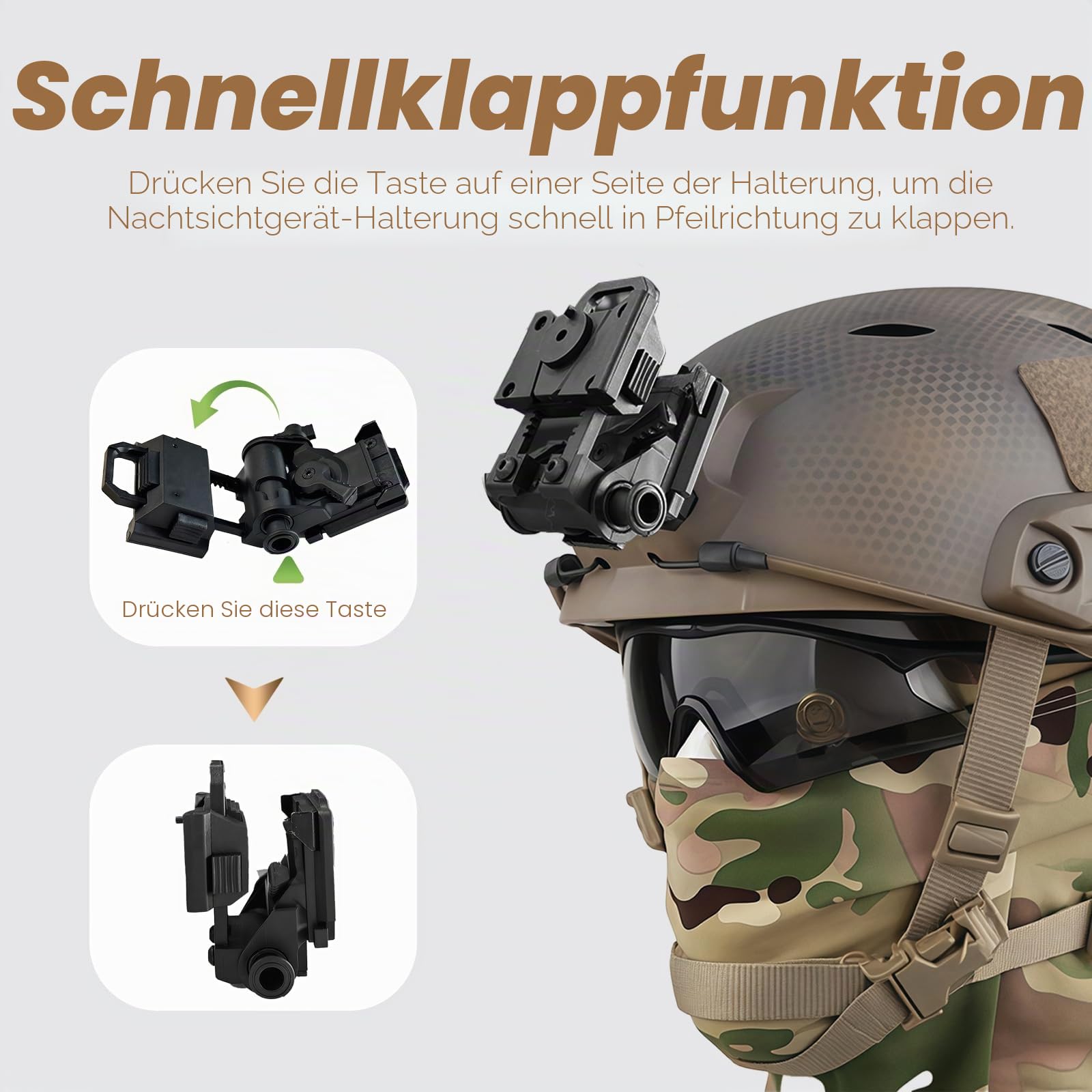 Helmhalterung Nachtsichtbrille Nylon Helmhalterung Einstellbare Vollnylon Taktische Helmhalterung für L4G24