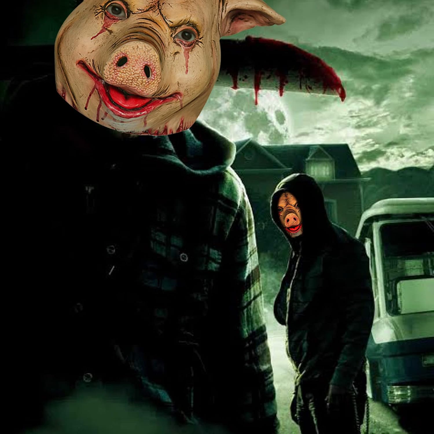 CAFELE Scary Animal Latex Pig Mask Halloween Costume Cosplay Props Bloody Pig Head Butcher Horror Adult Head Mask