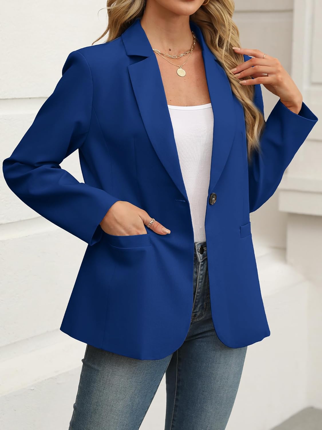 ELLEVEN Women's Blazer Business Casual Lightweight Suit - Long Sleeve Slim Fit Work Office Jacket with Pockets