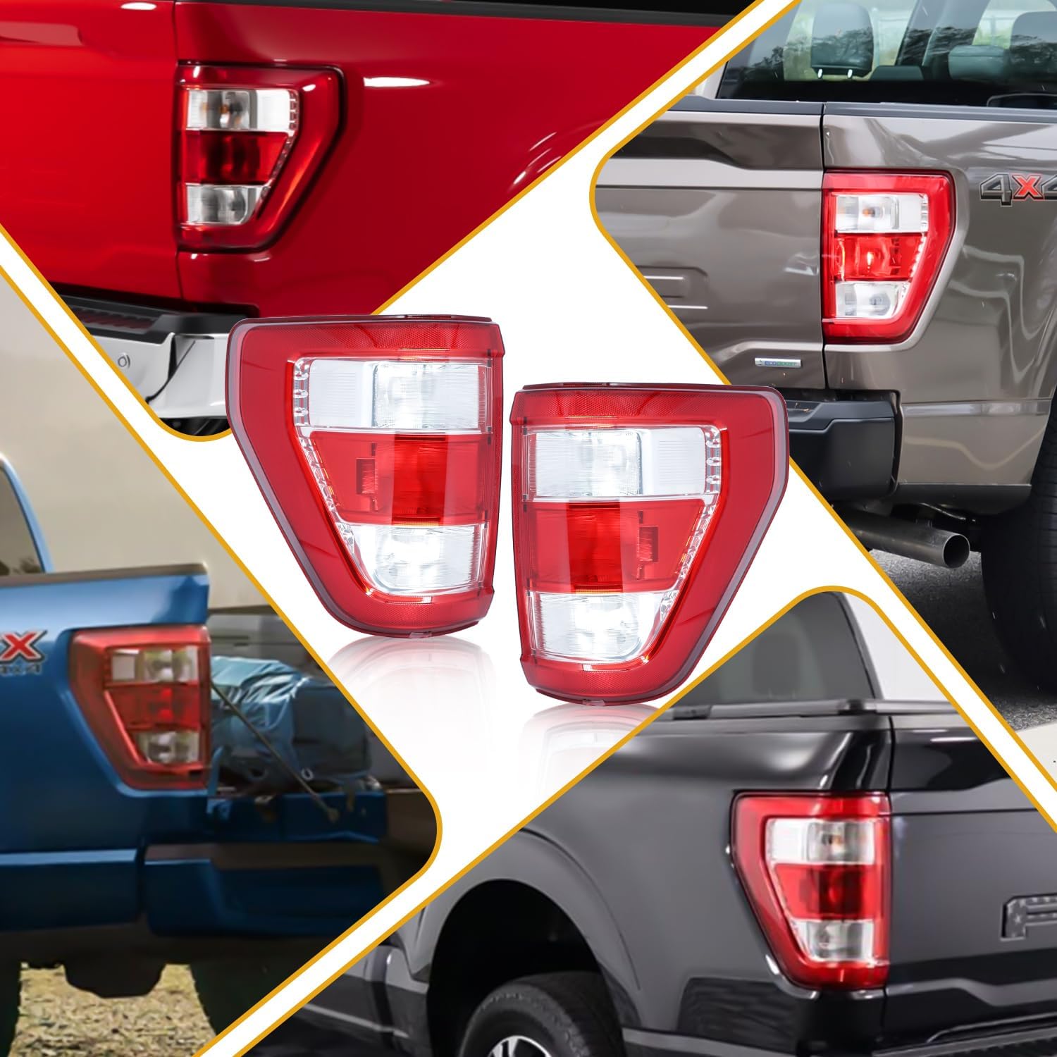 Tail Light Assembly Compatible with F150 Pickup 2021 2022 2023 Halogen Type Taillight, OE-Style Rear Lamp Replacements for ML3Z13404E ML3Z13405E, w/o Bulbs, w/o LED, Right Passenger Side