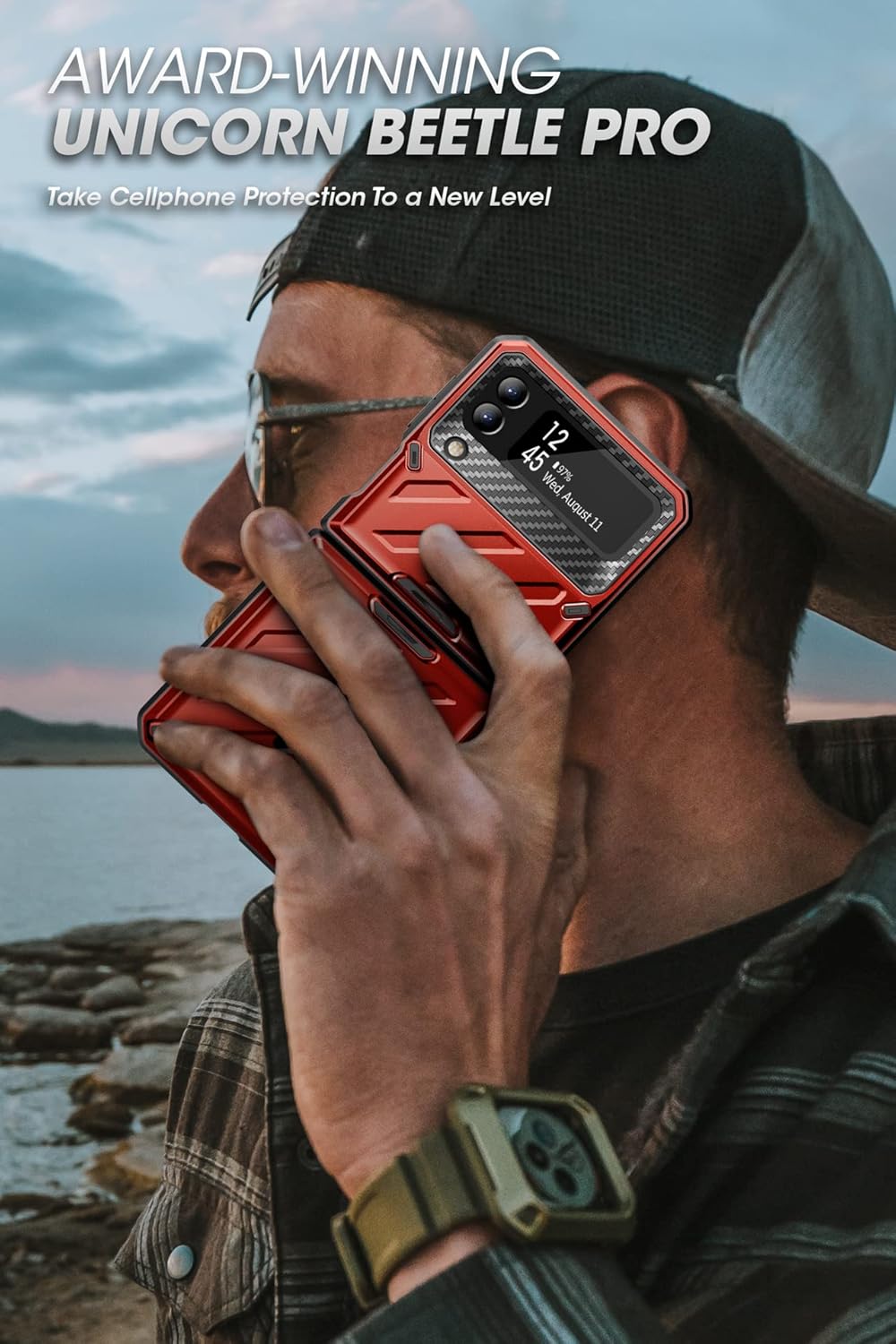 SUPCASE for Samsung Samsung Galaxy Z Flip 4 Case with Belt-Clip (Unicorn Beetle Pro), [Anti-Scratch] [Military-Grade Protection] Full-Body Dual Layer Rugged Phone Case for Galaxy Z Flip 4, Ruddy