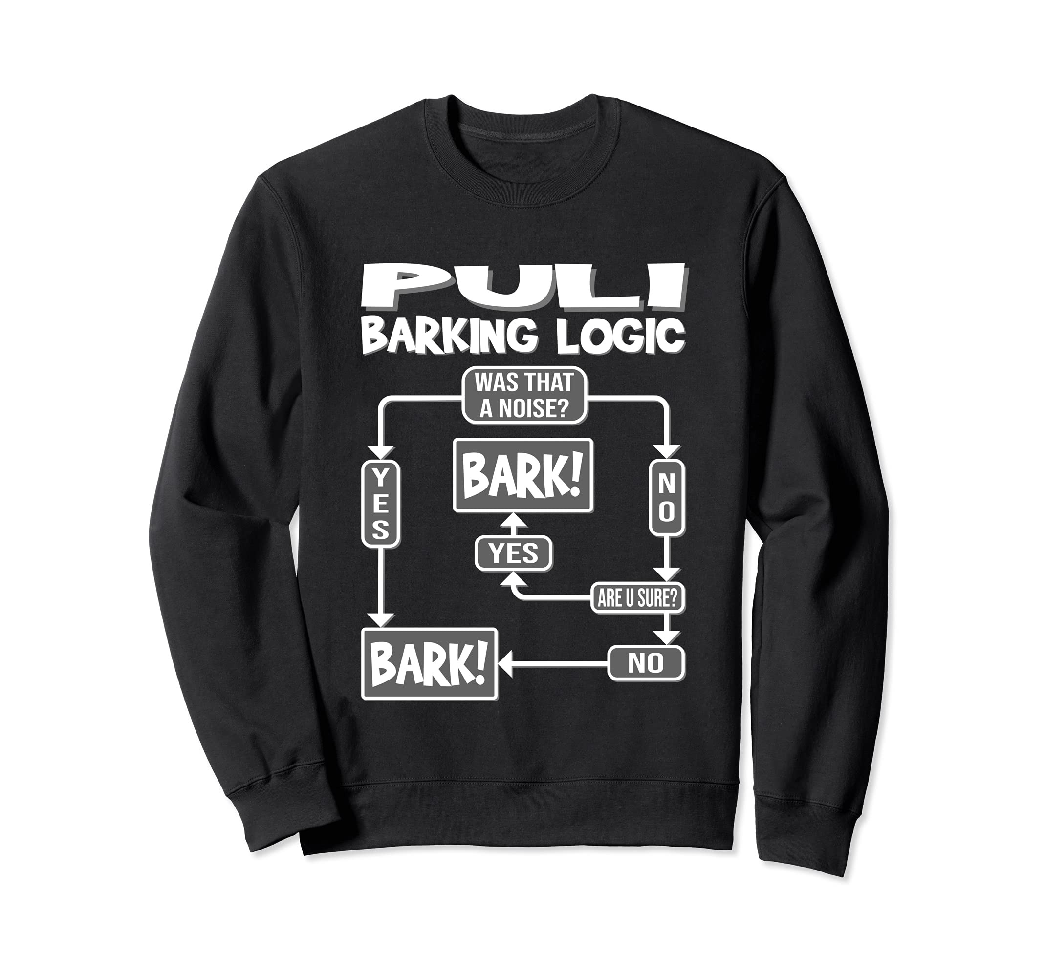Dog Barking Logic, funny dog gift idea, Funny Puli Sweatshirt, Black