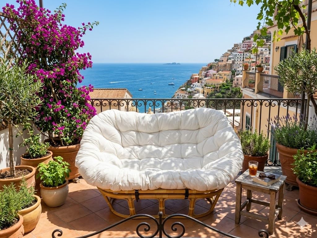 Poltrona Papasan Divano 2 Posti Rattan Naturale | 170x105x87H cm