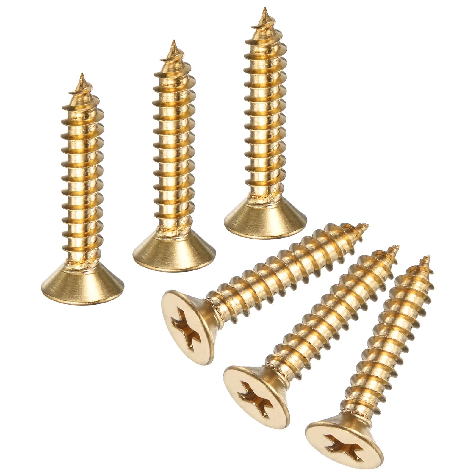 M METERXITY 25-Pack Brass Wood Screws, M5 x 25mm Phillips Flat Head Self-Tapping Screw Connector Fasteners for Door Hinges/Woodworking/Furniture Repair/Gardening/DIY Crafts Decorative Screws