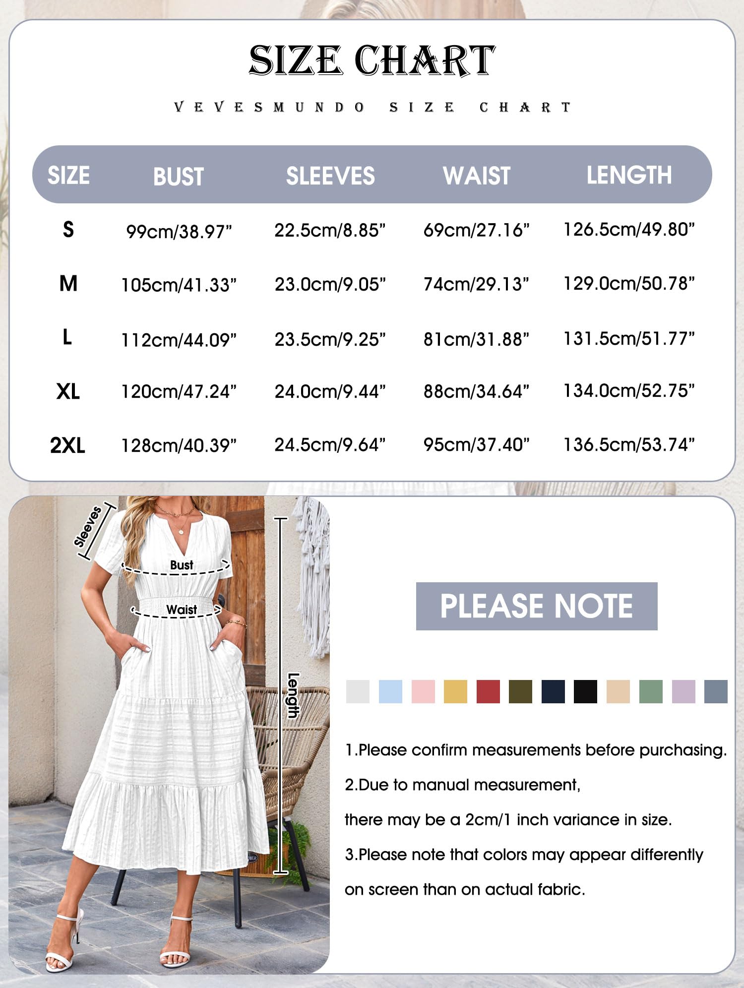 VEVESMUNDO Vestido de verano para mujer, manga corta, de algodón, informal, línea A, cuello redondo, vestido informal, vestido de lino, vestido largo con bolsillos