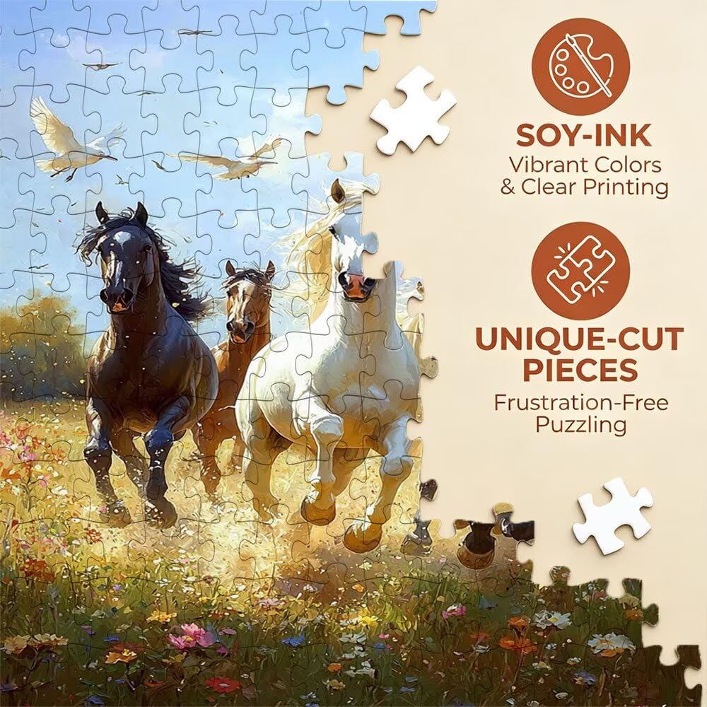 Puzzle 2000 sztuk, kwiaty i konie puzzle dla dorosłych 2000, drewniane puzzle, klasyczne gry edukacyjne, niemożliwe wyzwanie, rodzina gier, kreatywny prezent DX0YL1-390