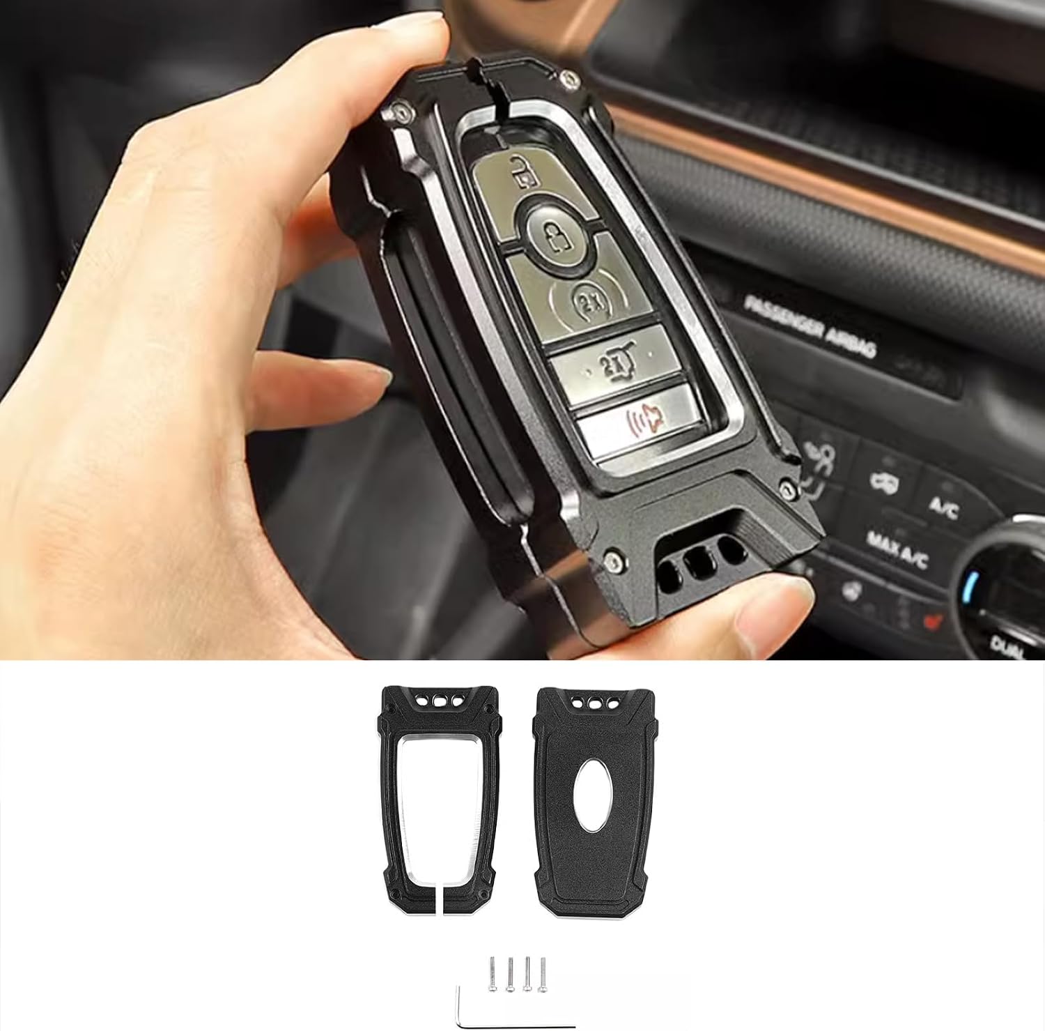 Car Accessories Fit for Ford Bronco Sport 2021 2022 2023 2024 Car Key Case Protection Shell ( Black ) Aluminum Alloy 6 PCS