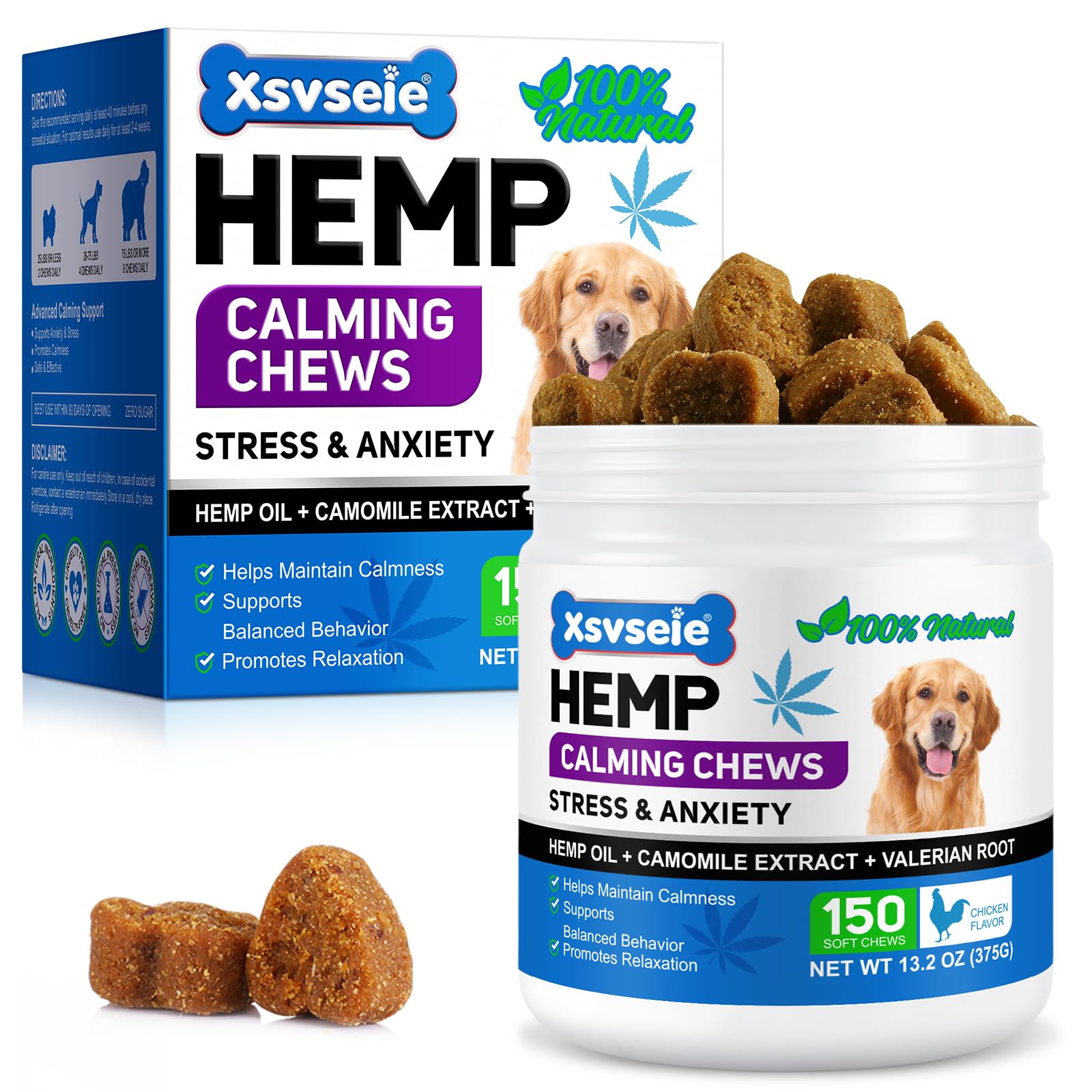 Calming Dog Treats 150 Count, Calm down for Dogs, Reduce Stress Relief, Separation, Barking, Fireworks, Thunderstorms