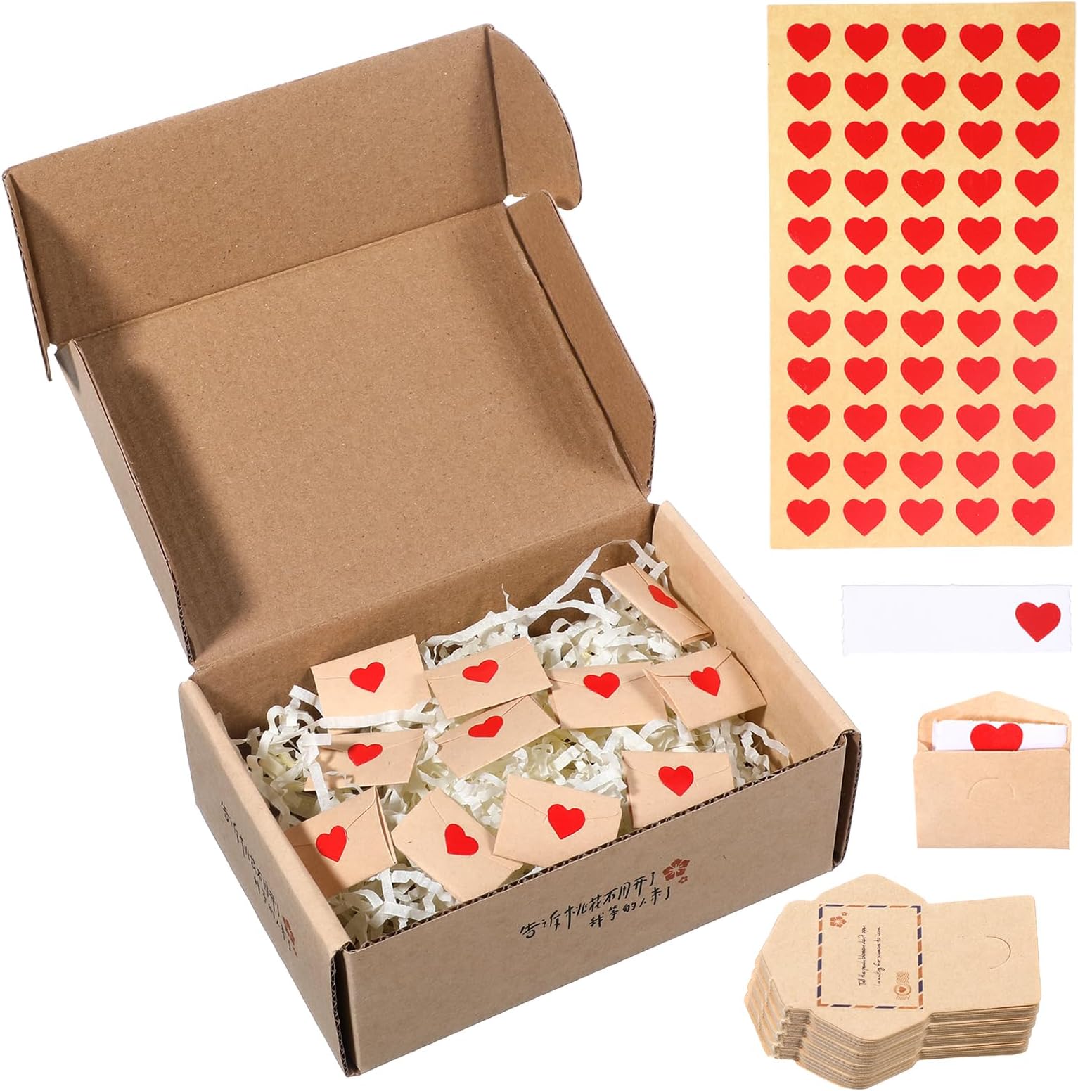 Small Valentines Day Card 100 Sets Mini Love Notes with Blank Note Cards Mini Envelopes Little Loves Notes For Him Her Romantic Gifts Cute Couple Gifts I Love You for Boyfriend Girlfriend Wife Mom