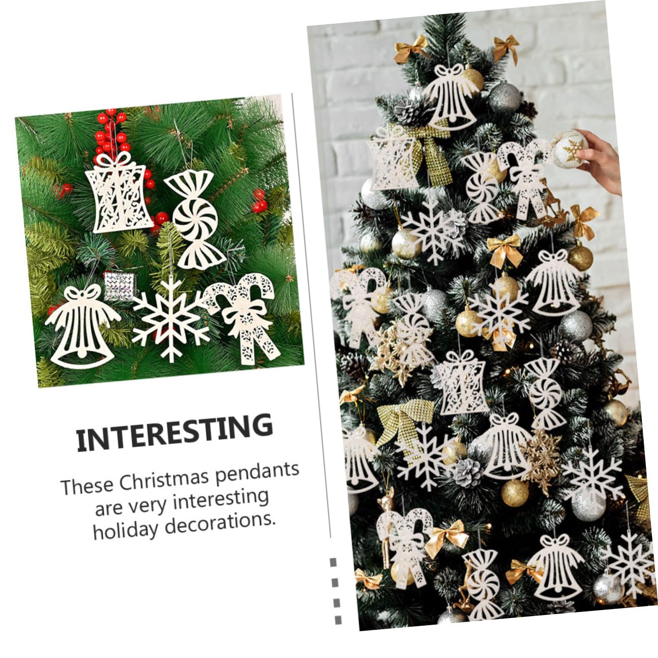 Cabilock 2 Juegos Colgante De Árbol De Navidad Adornos De Baston De Adornos De Campana De Navidad Decoración del Árbol De Navidad De Polivinilo 15 Uds * 2