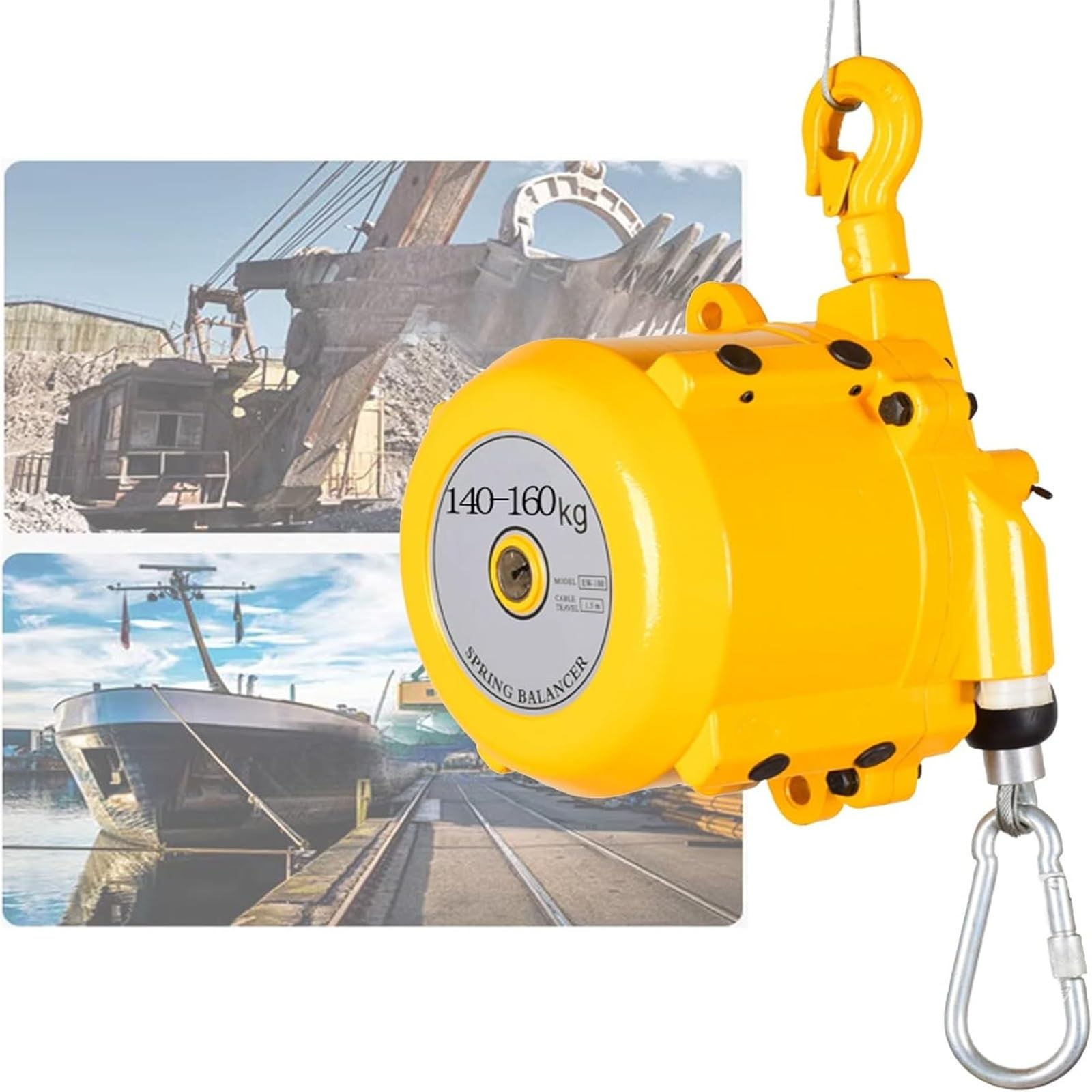 HYQOUKLR Telescopic Spring Balancer, Spring Balancer Aluminum Retractable 1.5m Wire Rope Adjustable Tension 3-200kg(160kg)
