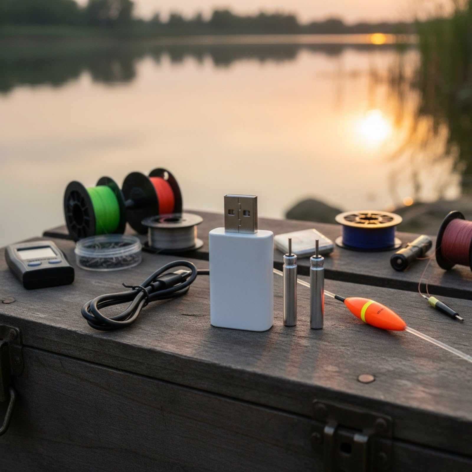 Batería recargable CR322 y cargadores de doble puerto para equipo de pesca con interfaces USB, cargadores electrónicos de pesca