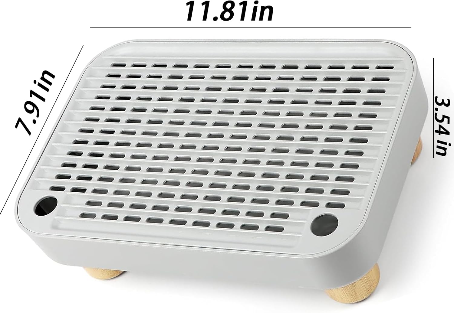 Litter Box Step, cat Steps for Litter Box, Litter Box ramp with Wooden Base, Filter Function, Easy to Clean,for Kittens & Senior Cats(Light Grey)