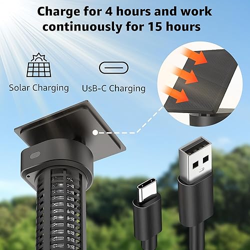Miniatura 6 de VOLTORB Exterminador solar de insectos para exteriores, impermeable, funciona con energía solar, luz LED UV para exteriores, con panel solar