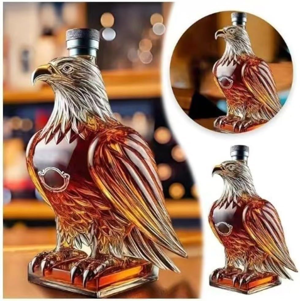 Eagle Whiskey Decanter 350ml Glass Bottle for Bourbon, Scotch Gifts