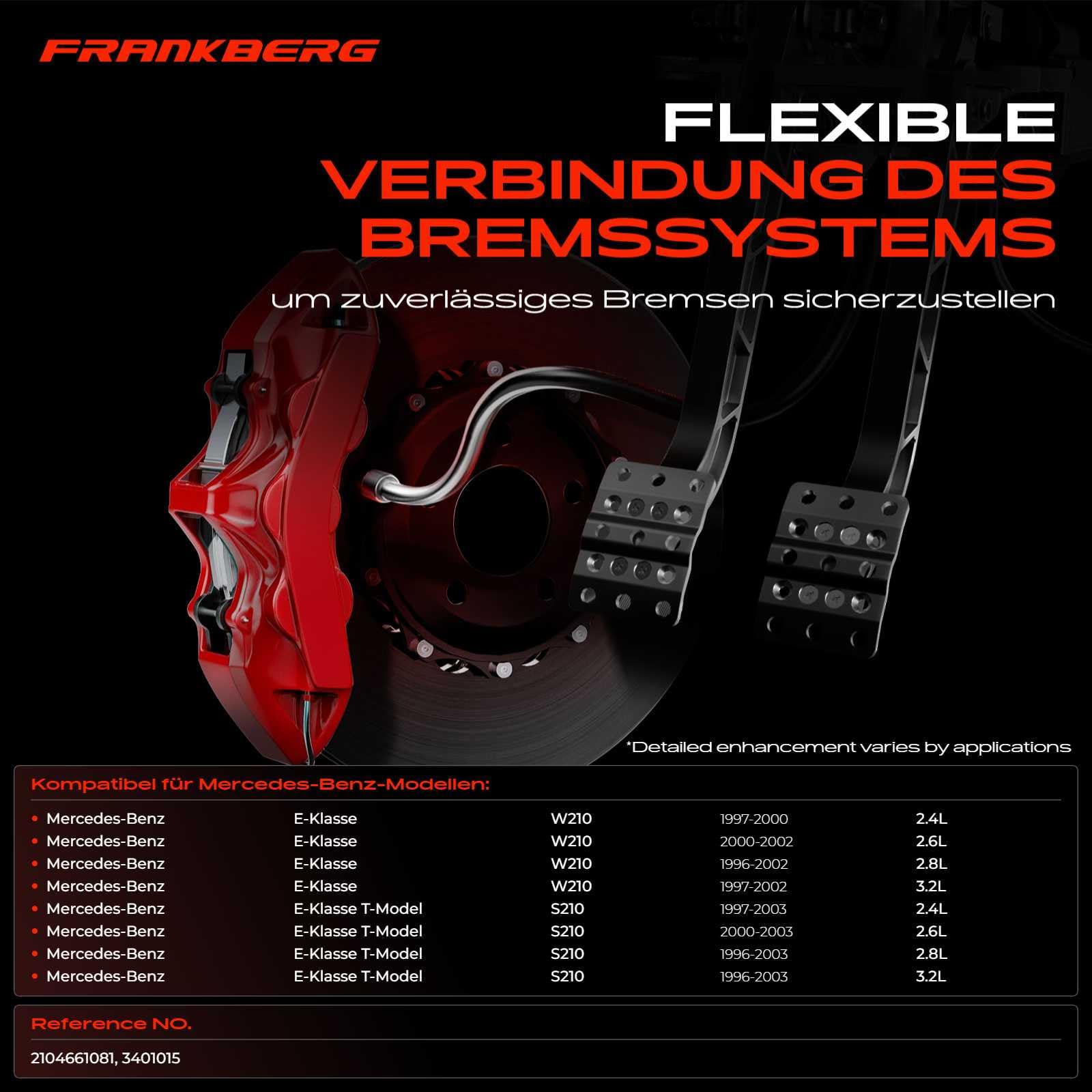 Frankberg Servoleitung Lenkung Benzin Kompatibel mit W210 E240 E280 E320 2.4L-3.2L 1996-2002 S210 E240 E280 E320 2.4L-3.2L 1996-2003 Replace# 2104661081