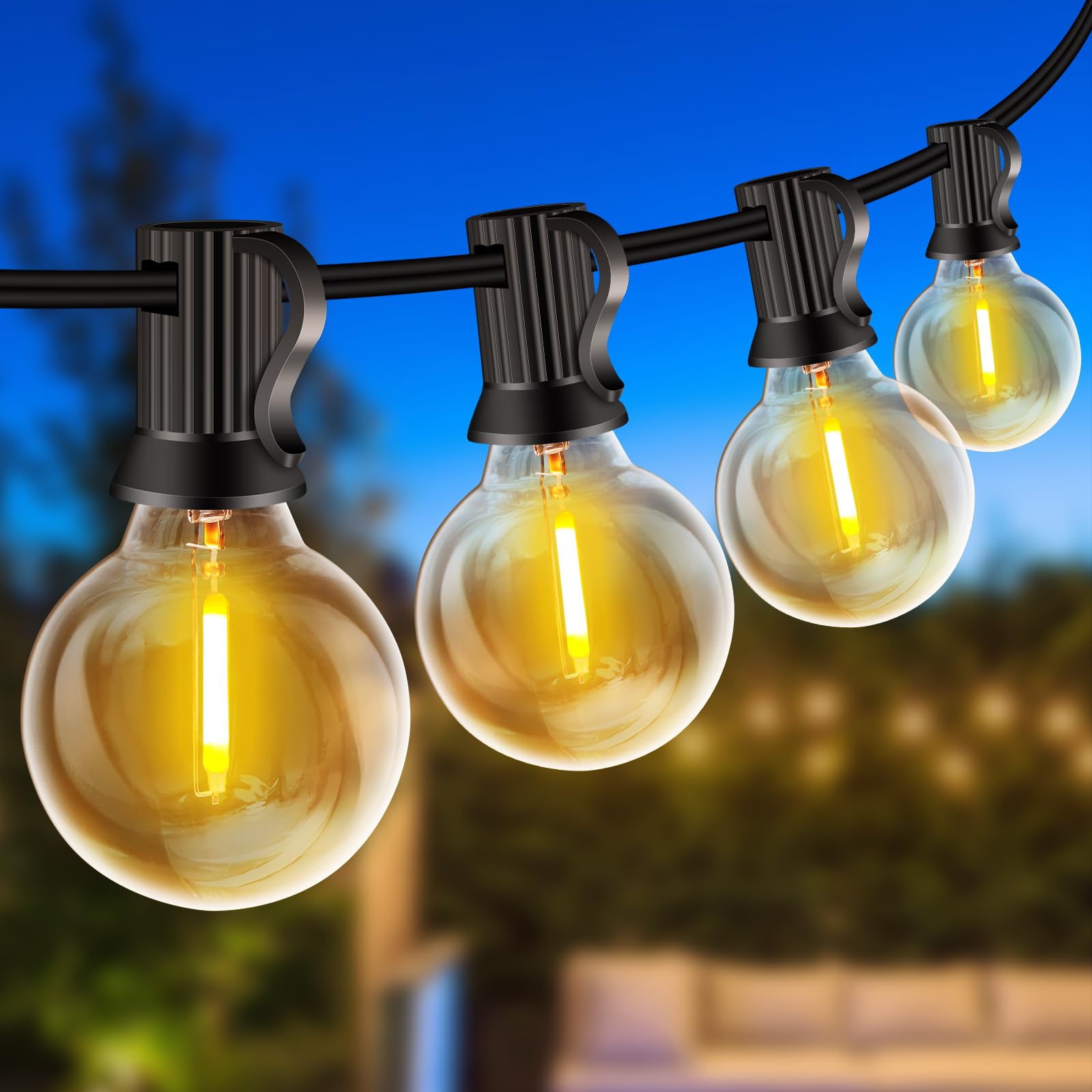 Rintea 66FT Outdoor Festoon Lights – 32 Shatterproof G40 Bulbs, More Waterproof Lights for Garden, Patio, Wedding, Christmas, Backyard