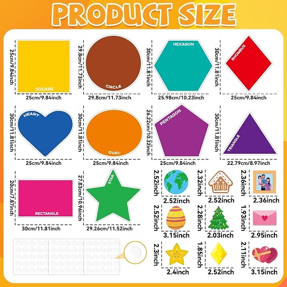 60Pcs Shapes Bulletin Board Set Shape Sorters Shape Matching Game Sorting Shapes Posters Cutouts for Wall Decor