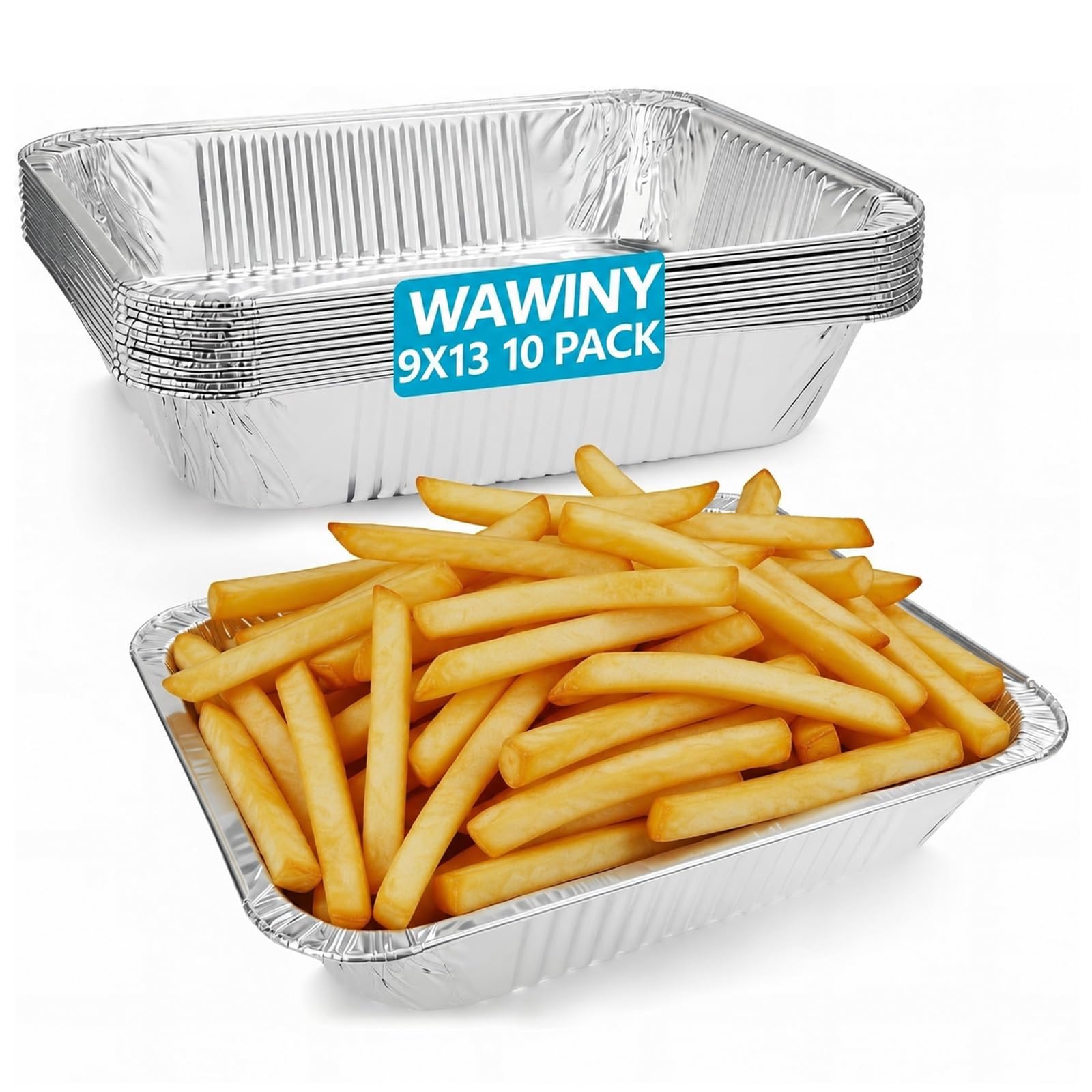 9x13 Aluminum Pans, 10 Pack Disposable Half Size Foil Pans
