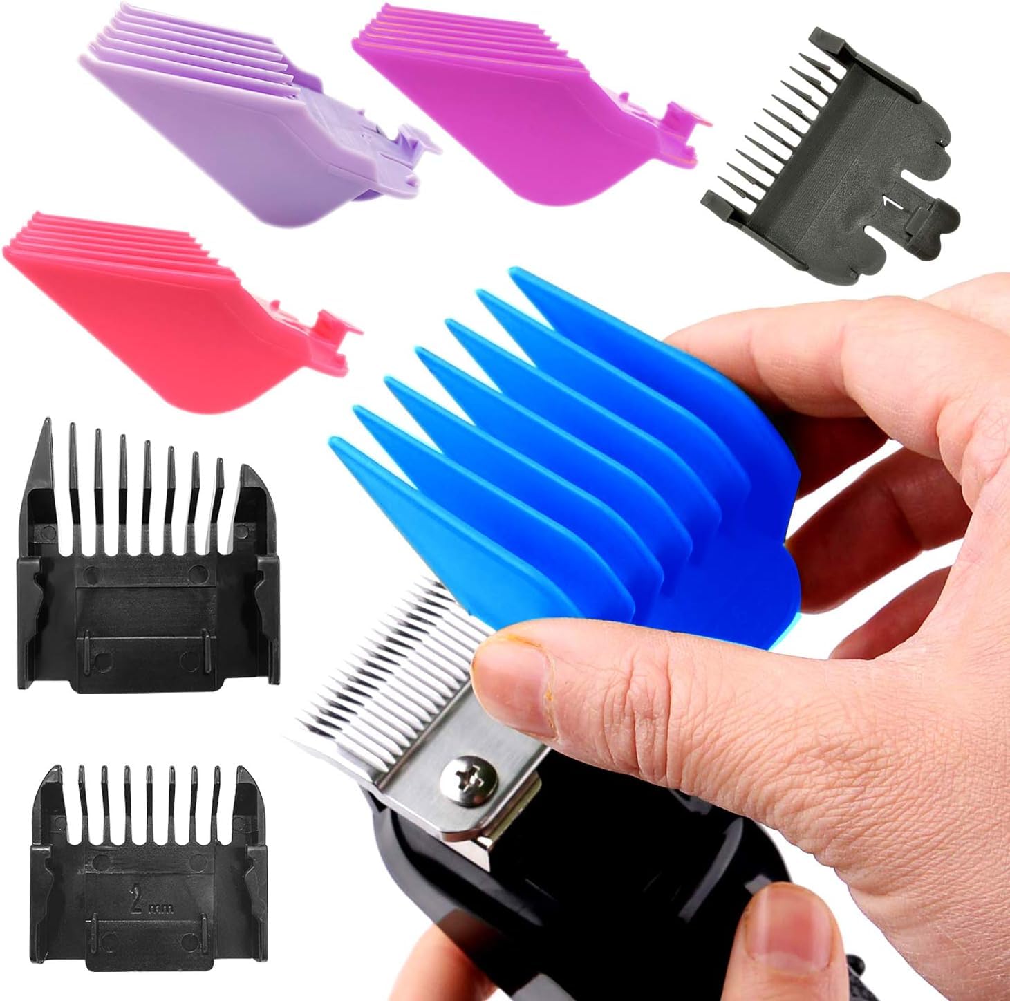 2025 New 12 Pack Clipper Guards Set for Limural K11S/ Novah HCL-001/ Surker K7S/K9C/K9S - 1/24" to 1", Multiple Colors