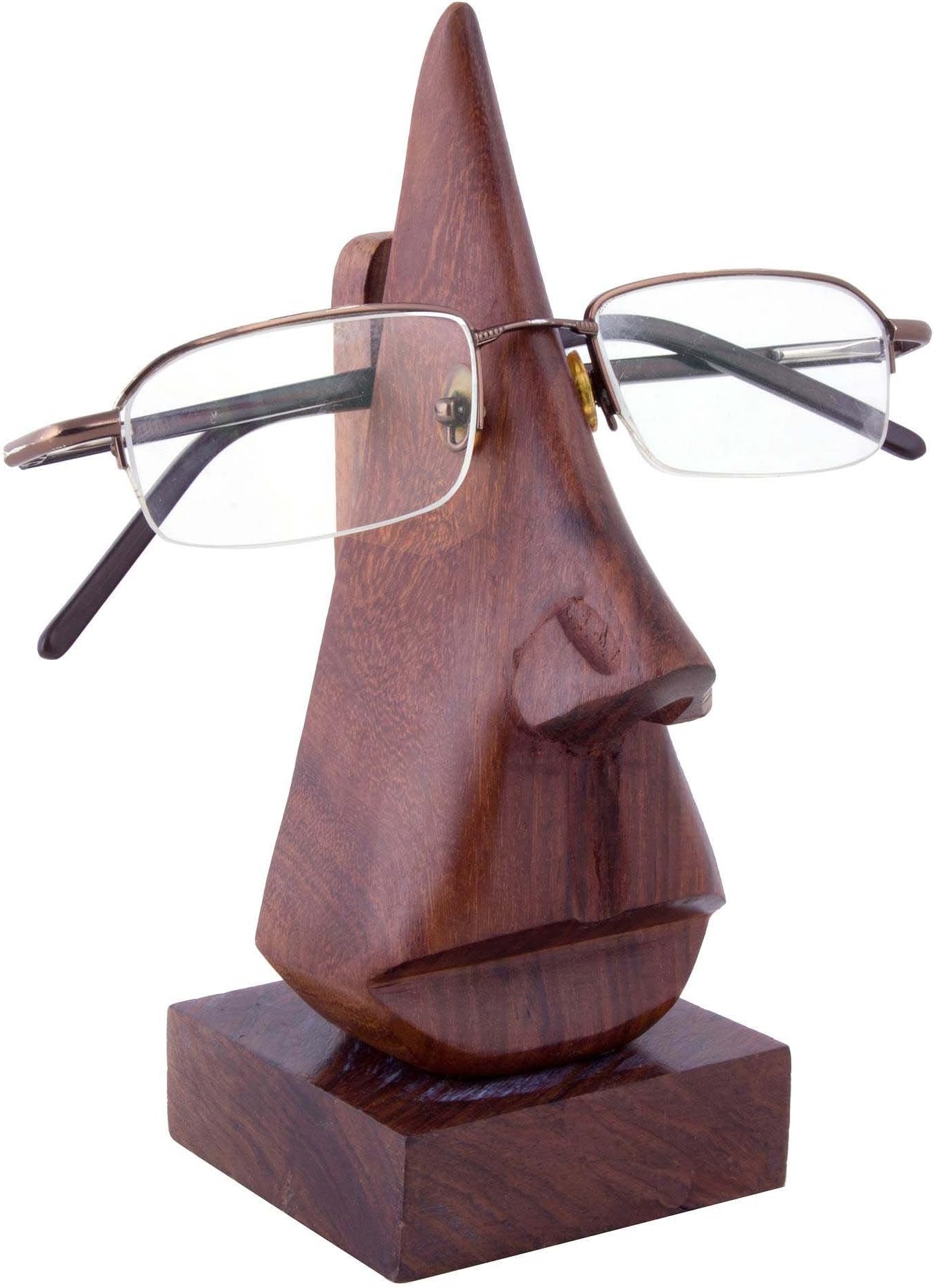 Craft Art India Wooden Nose Shaped Spectacle Holder Stand (Multicolour)