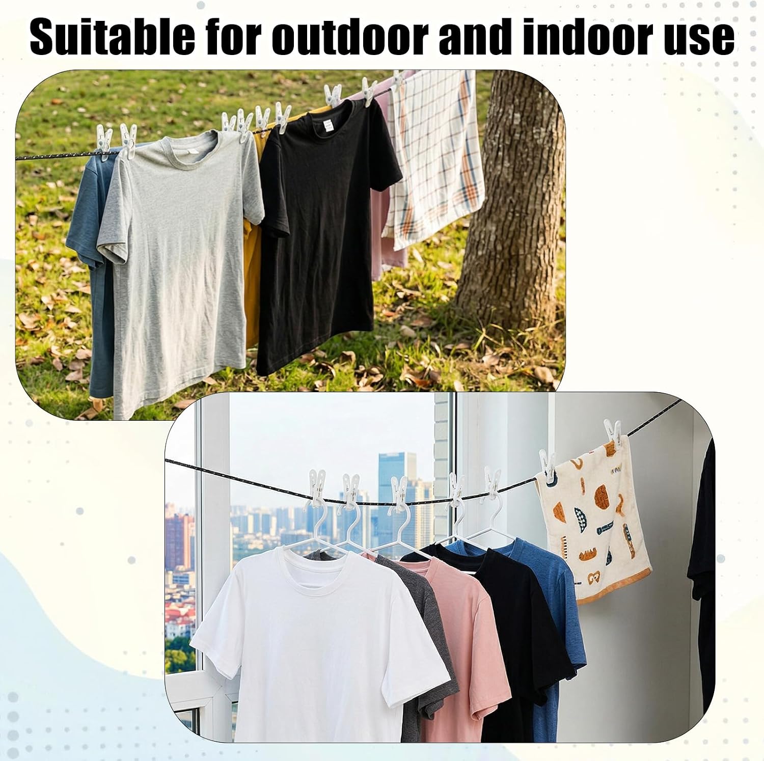 Ouligay Portable Clothesline 11.5 Feet Travel Clothes Line Lightweight Travel Clothesline with 12 Beads, Camping Clothes Line for Outdoor Cruise Ships, Indoor Hotels Backyard, Balcony, Tents