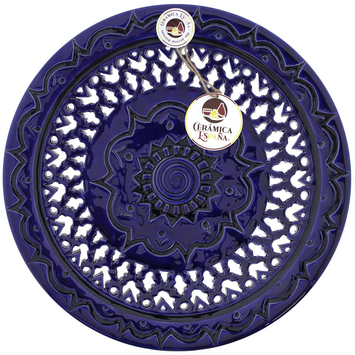 CERÁMICA ESPAÑA | Piatto decorativo da appendere a parete | Piatto da parete | Piatto da parete | Piatto in ceramica | Modello D27 | Decorazione 100% Fatto a mano | 30 x 30 x 3,5 cm