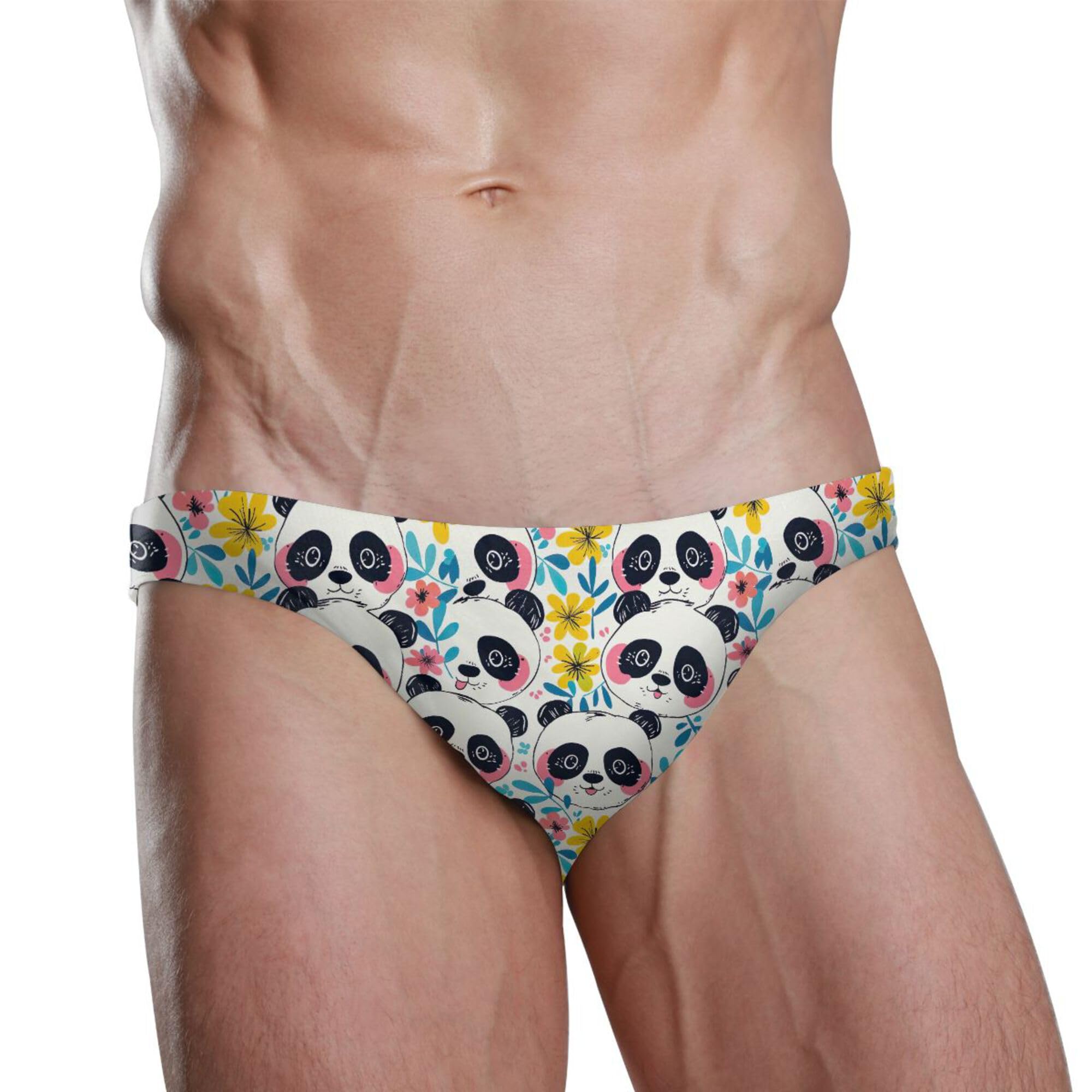 Panda Animal Cute Swim Briefs for Men Bikini Swimwear Boys Short XXL B0403835