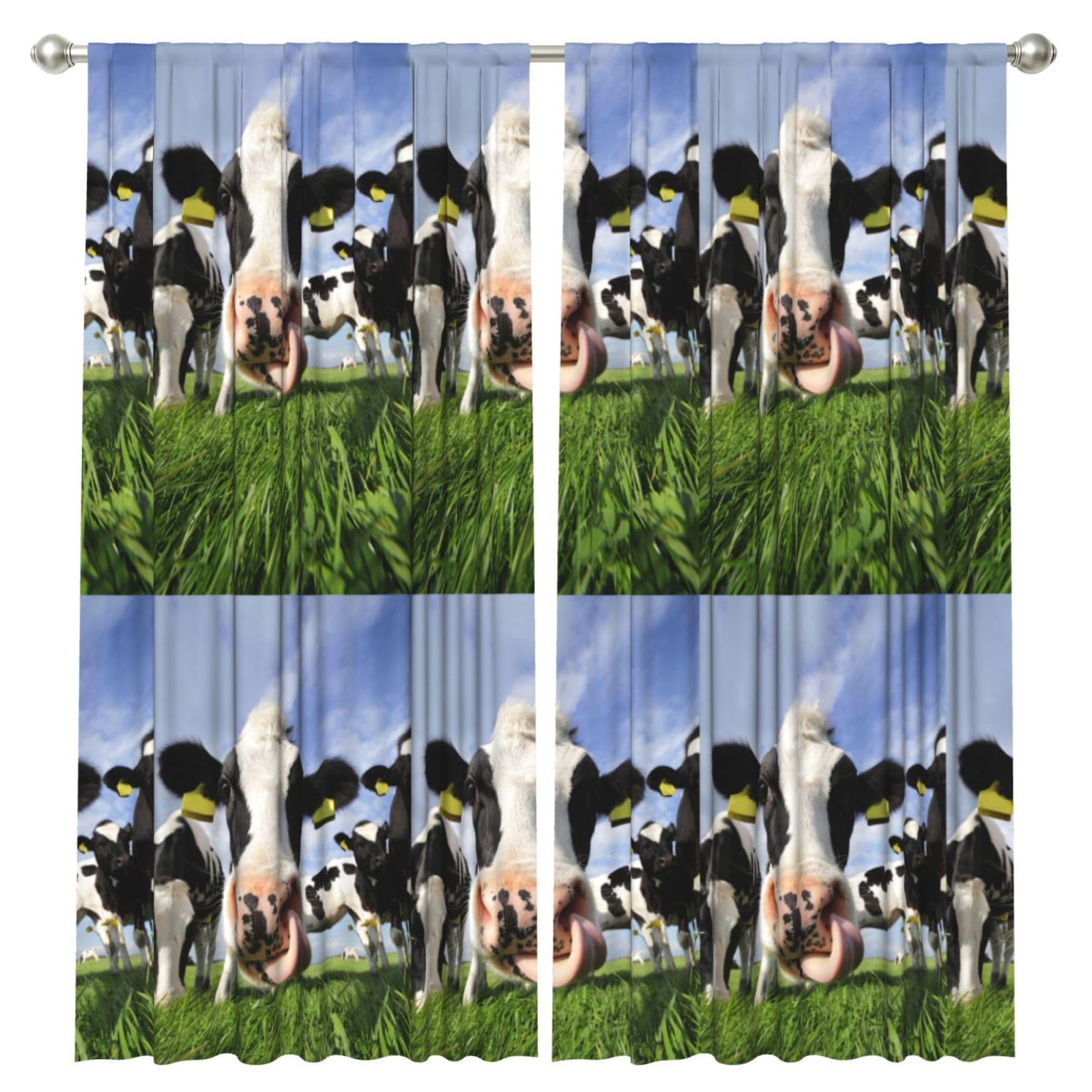 InOmak Dutch Cows, 2 Panels Window Curtains 52 x 84 Inch Blackout Curtains for Living Room Bedroom