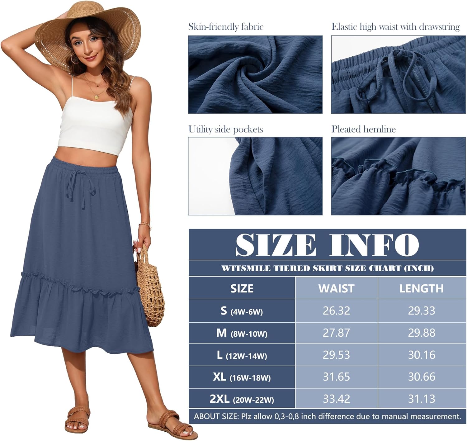 High Waist Tiered Skirts for Women Flowy Skirts for Women Long Length with Pockets 2026 Fashion Trendy - Image 4