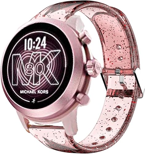 Youkei Compatible con MK MKGO Band, correas deportivas de silicona transparente con purpurina compatibles con MK Access Gen 5 LexingtonMK Access Gen