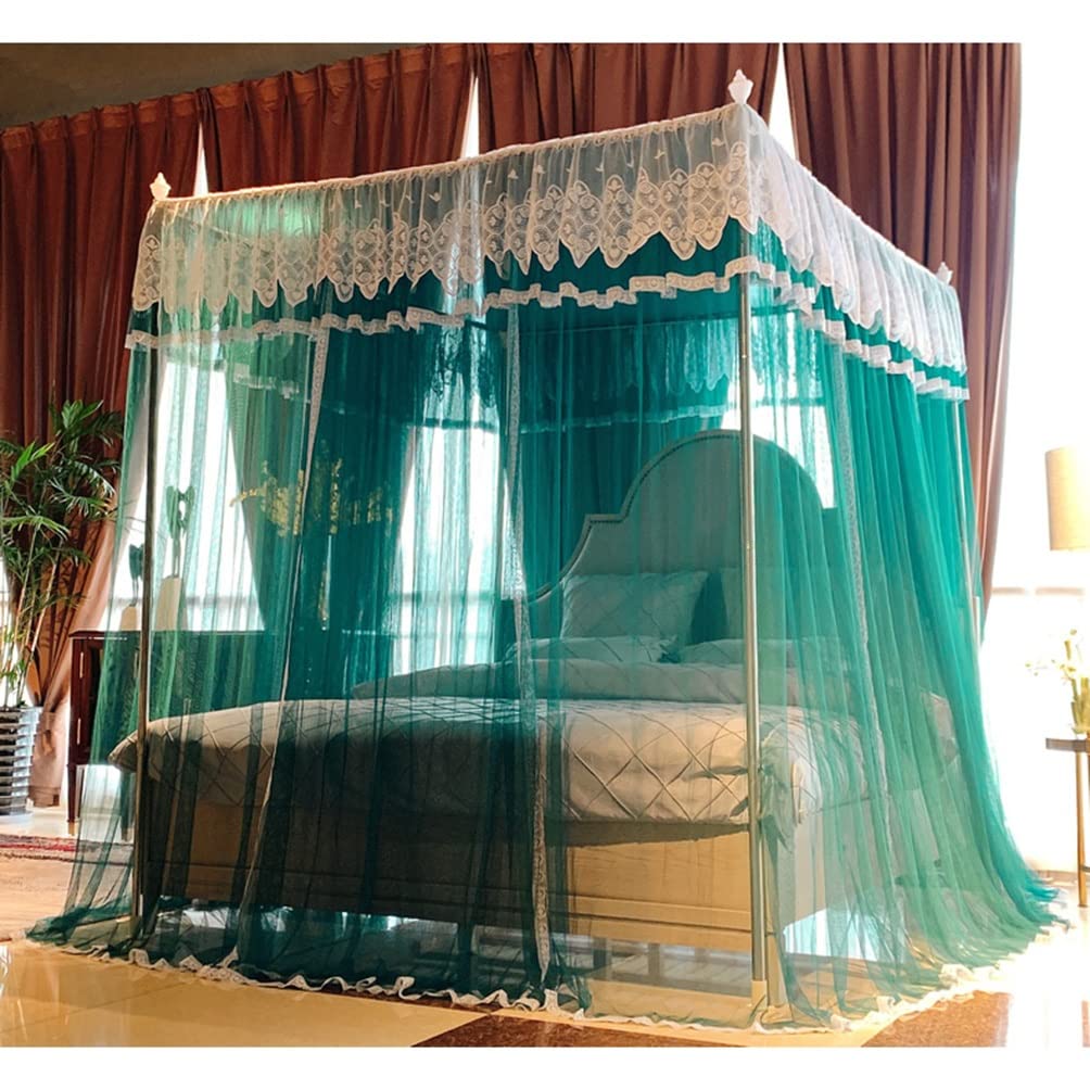 OKUOKA Zanzariera a baldacchino per Letto Estivo, Tenda per Letto di Lusso con Letto Queen King Twin con Supporto (Colore : Verde, Dimensioni : 180X200cm/71X79in)