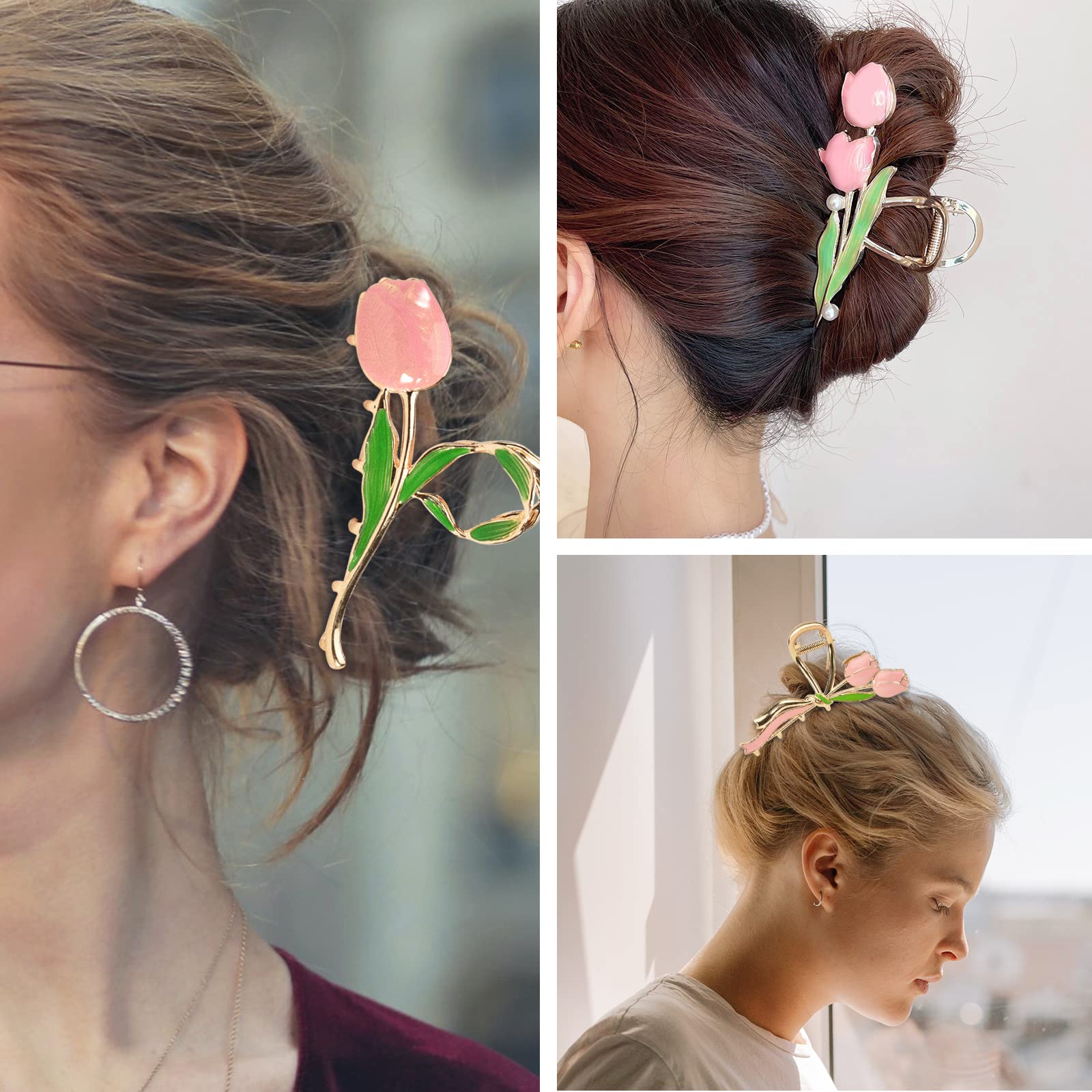 Amazon.com : Yonchic 3-Piece Floral Metal Hair Clips, 3 