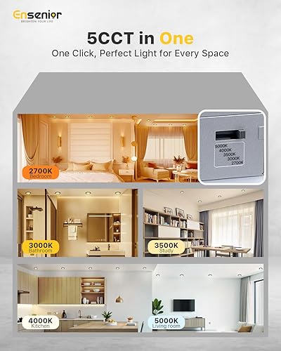 Vista 43 de Ensenior - Paquete de 12 luces LED empotrables de techo, ultra finas con caja de conexiones, intensidad regulable, alta luminosidad. 5000 K