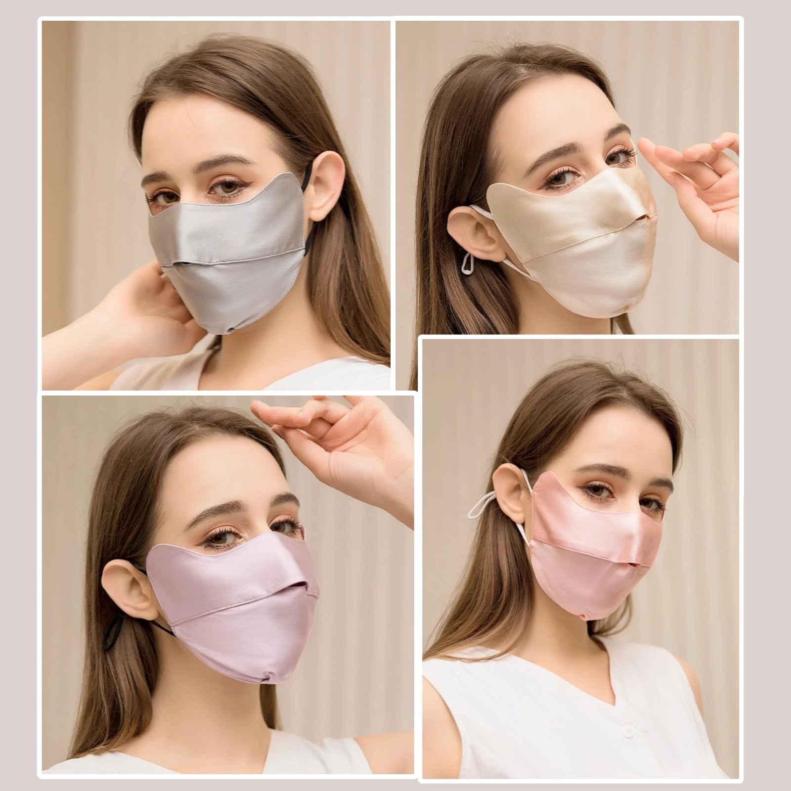 Mulberry Silk Sun Protection Mask - UPF 50+ Lightweight Facial Shield for Outdoor Use (Silver Grey)