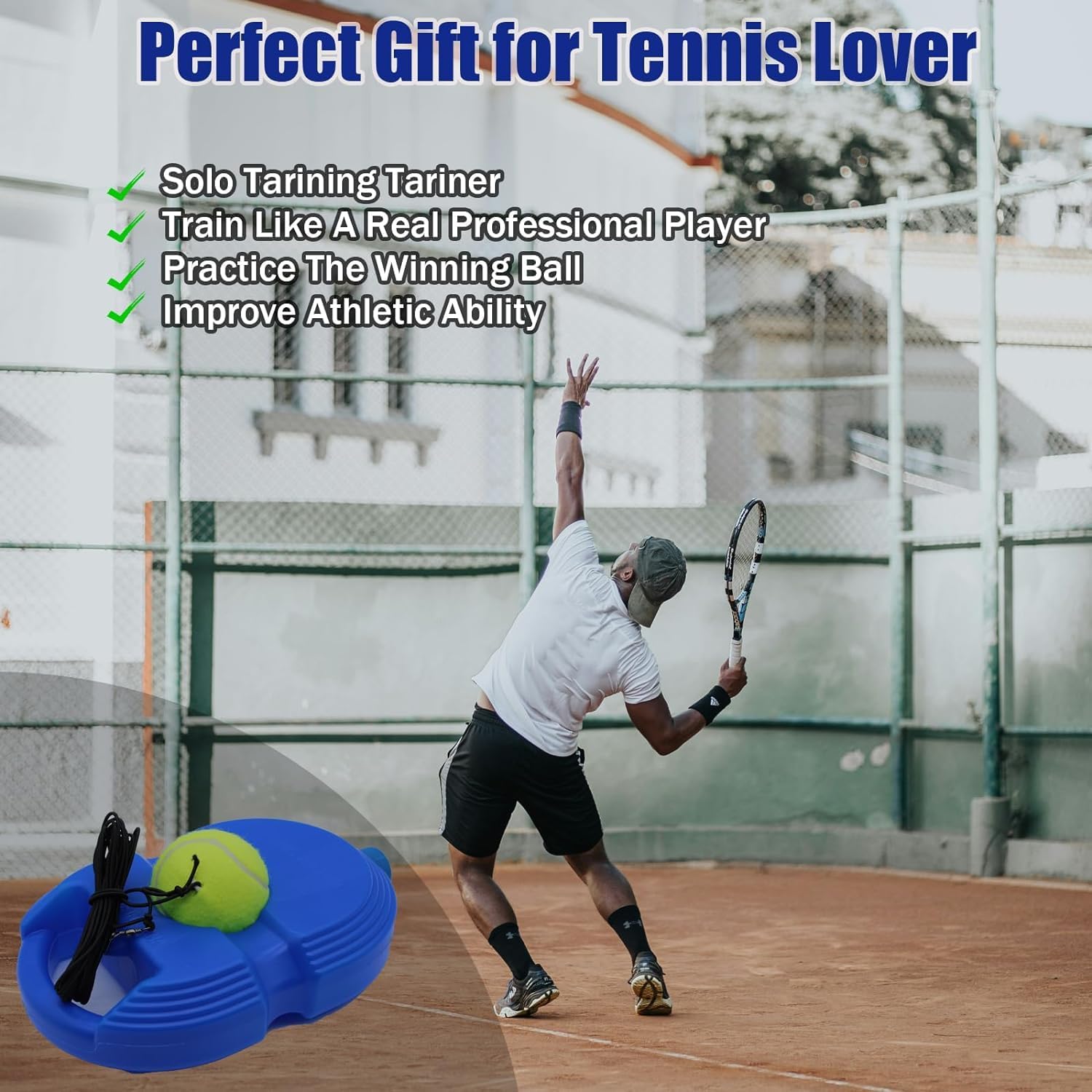 GVB ENTERPRISE Self Tennis Practice Ball with String, Tennis Trainer Rebound Ball for Boys & Girls, Convenient Solo Tennis Training Gear Set, Self-Practice Tennis Set 4