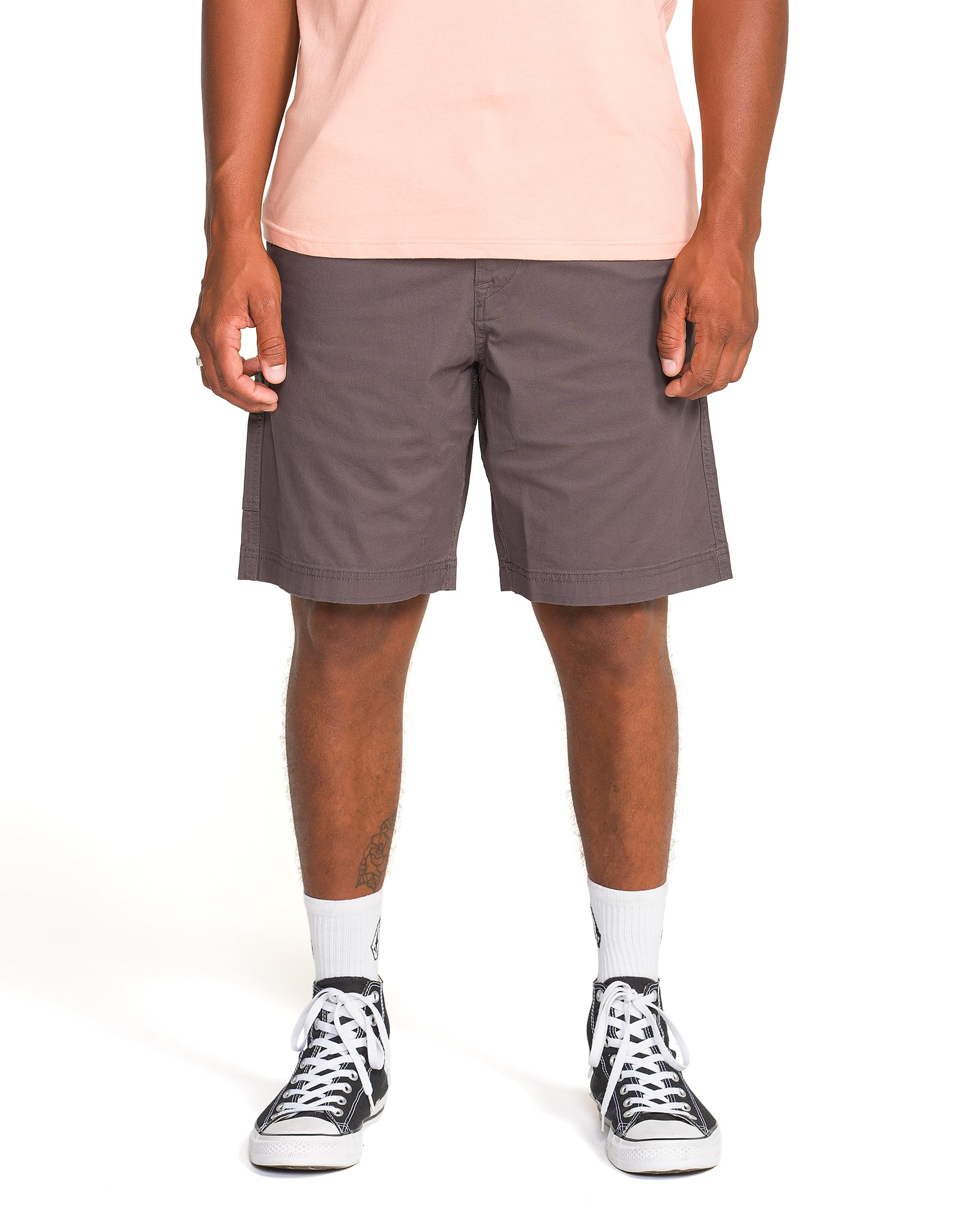 Volcom Men's Tustin Workwear Short – 20" Outseam Durable Cotton Shorts with Utility Cargo Pockets, Ashphalt Black, 38