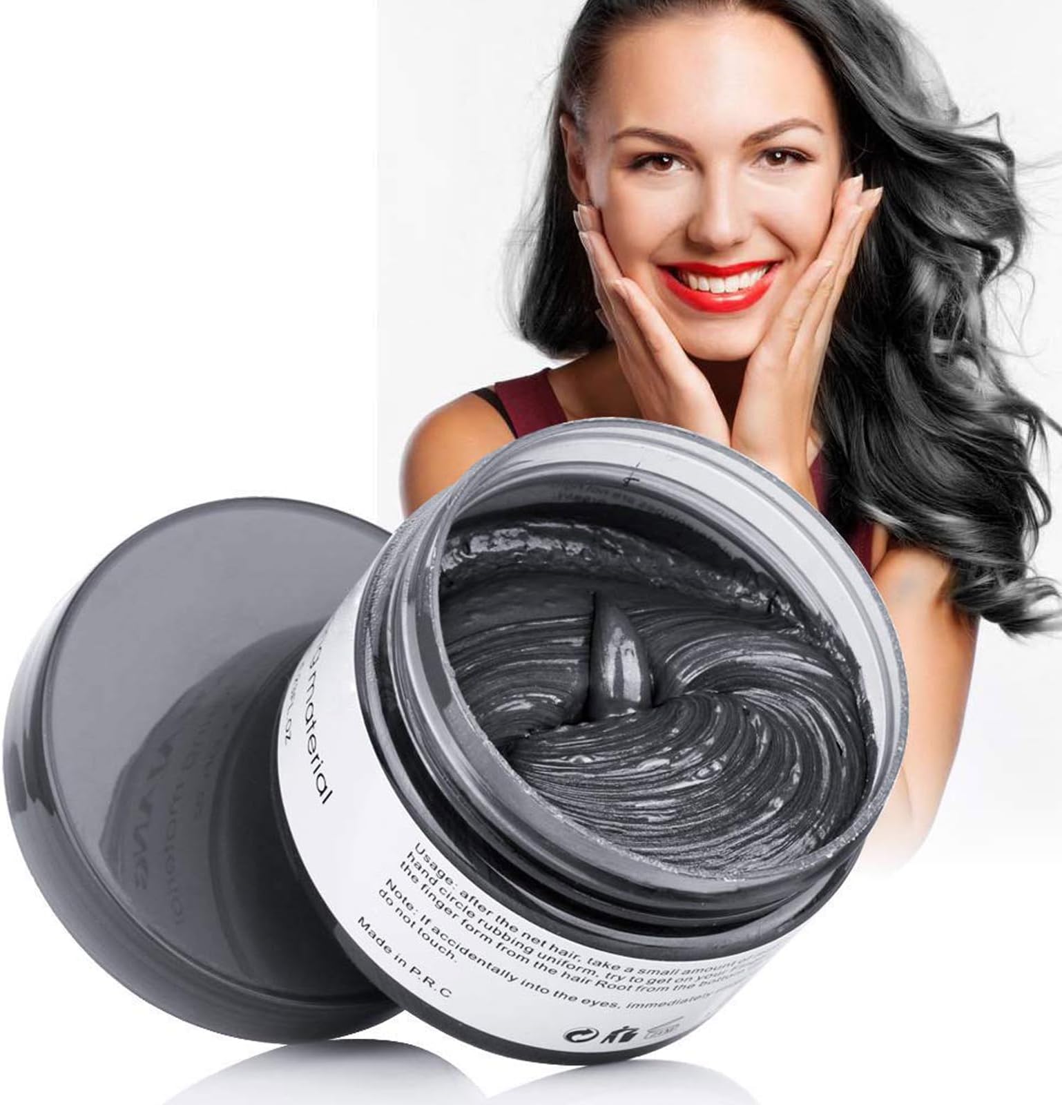 Asocrew Hair Wax Color, Black, Hair Wax Dye Hair Styling Clay 4.23 oz - Easy Washout Black Hair Color Wax for Halloween Party, Cosplay