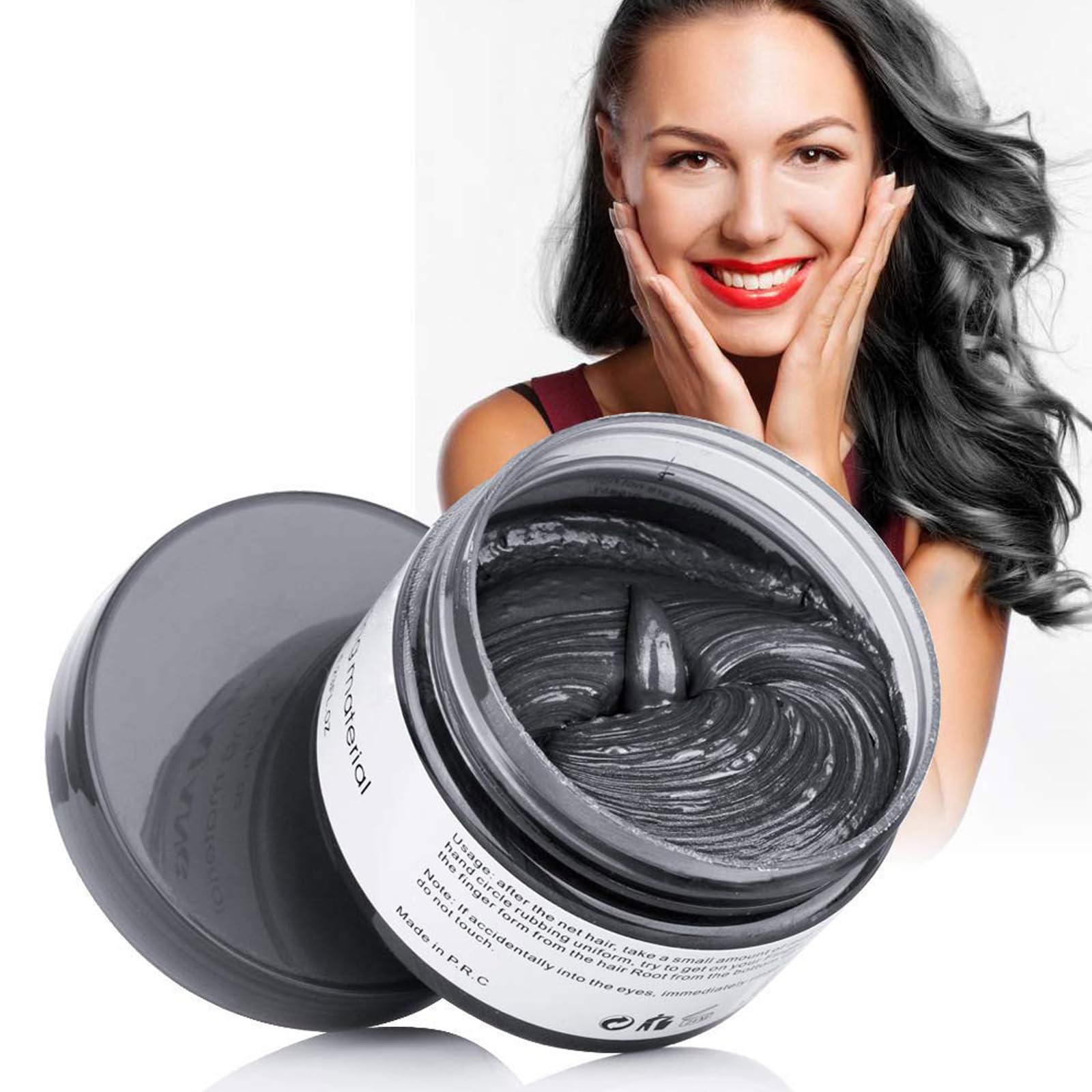 Asocrew Hair Wax Color, Black, Hair Wax Dye Hair Styling Clay 4.23 oz - Easy Washout Black Hair Color Wax for Halloween Party, Cosplay