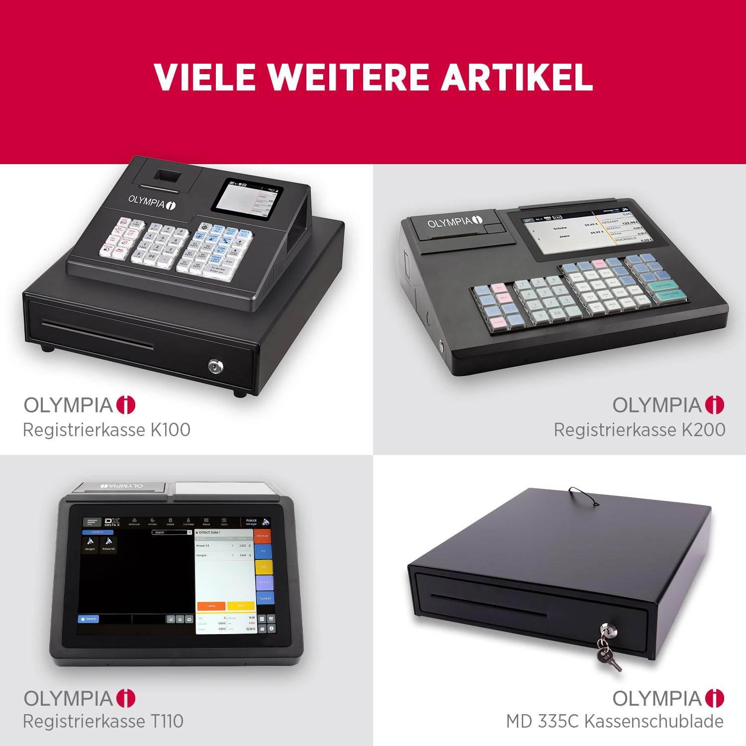 Olympia LD 410A Kassenschublade | Geldkassette abschließbar mit Einwurfschlitz | RJ12-kompatibel | 8 Münz- & 4 Scheinfächer + Halteklammern | Metallgeldbox für Handel & Gastronomie | 41,5x41x10,4 cm
