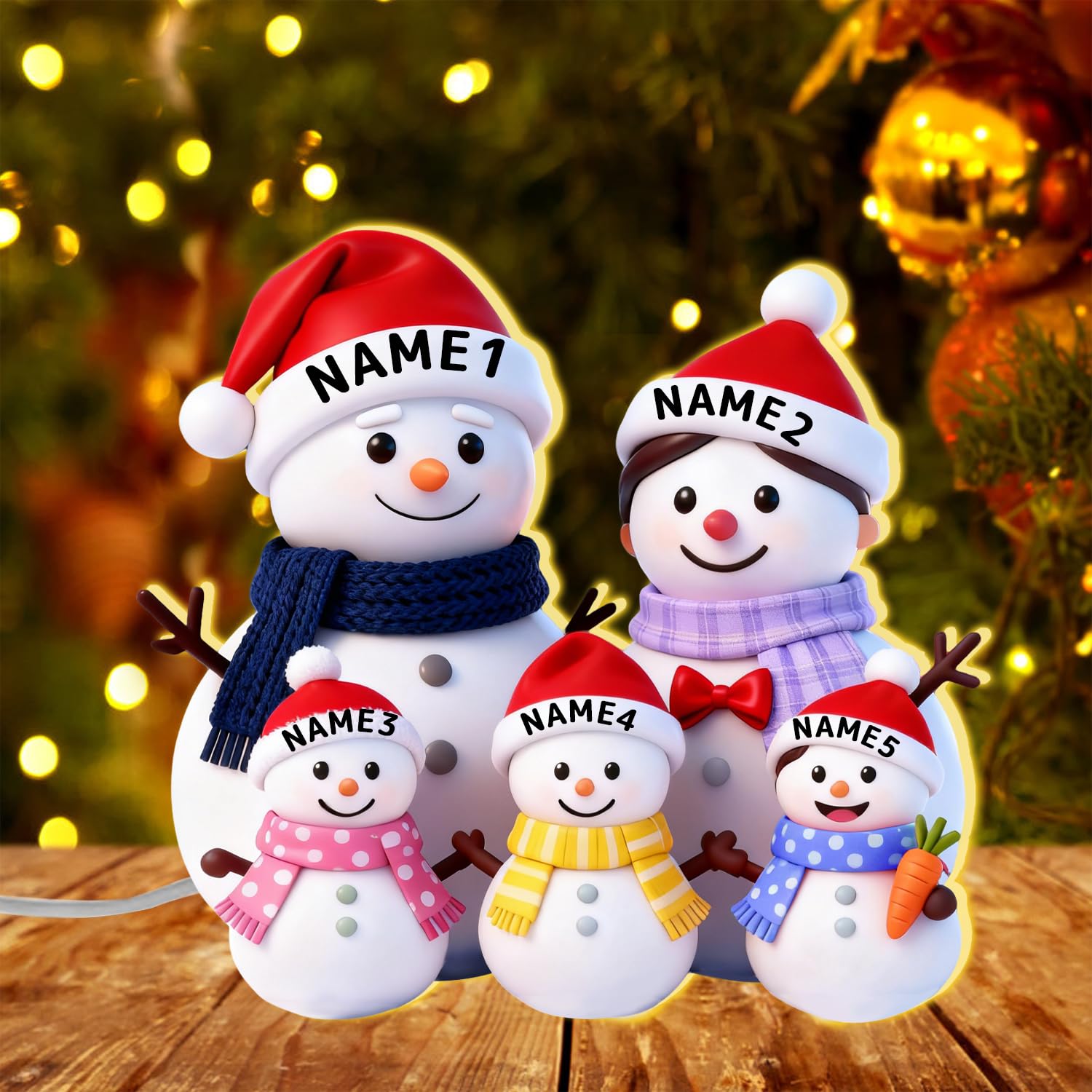 3D Effect Heartwarming Christmas Grandma Grandkids Snowman