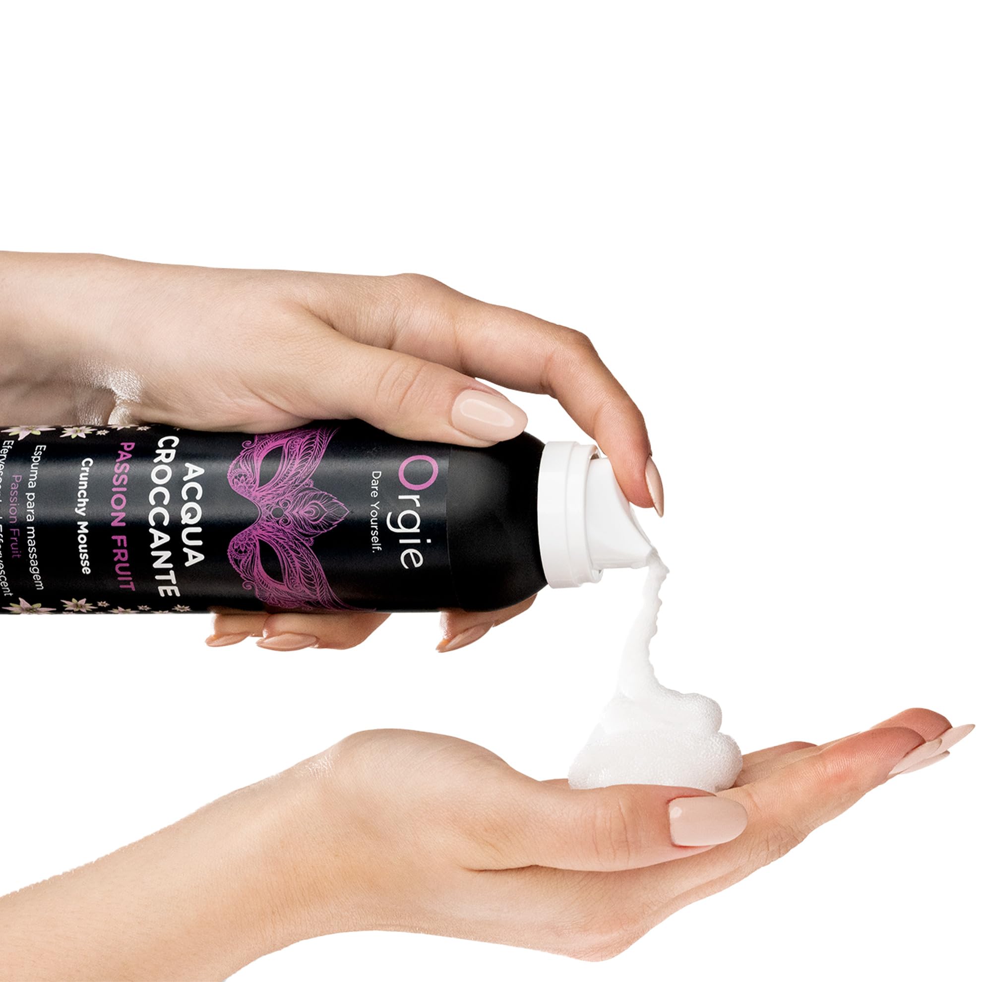Orgie Acqua Croccante Mousse de Masaje Efervescente 150ml con Fragancia Maracuyá para Juegos Previos Sensoriales