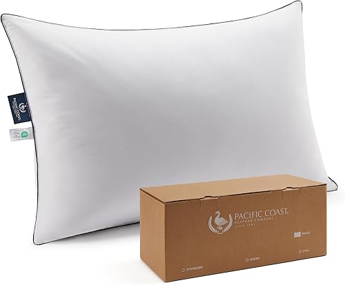 Miniatura 12 de Pacific Coast Almohada de Cama, Colección Hotel Almohada de Plumón de Plumas de Ganso para Dormir, Almohada con Funda de Algodón 100% de Alto Conteo