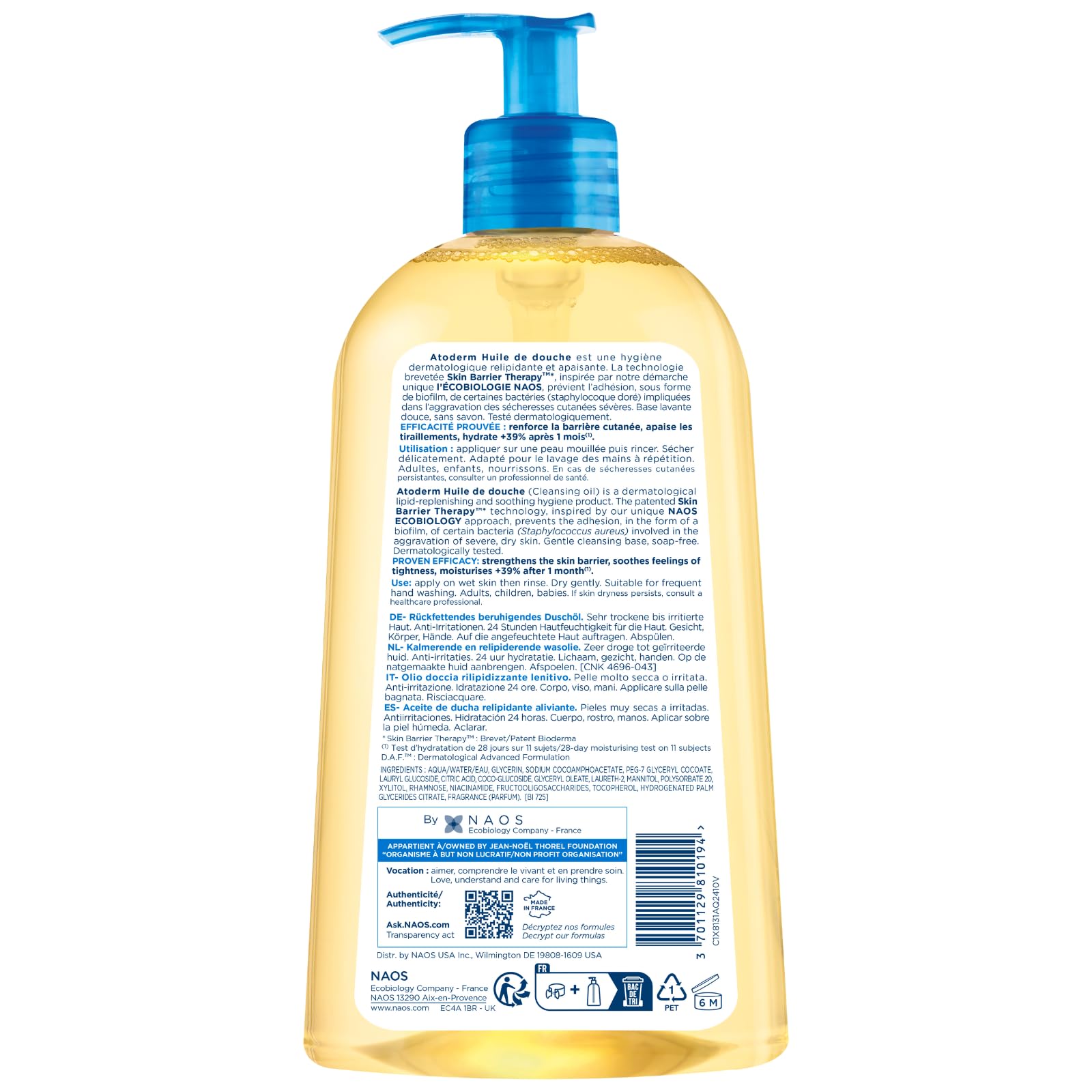 Bioderma Toderm Shower oil - Ultra-nourishing cleansing oil for dry to very dry skin: 16.9 Fl Oz (Pack of 1)