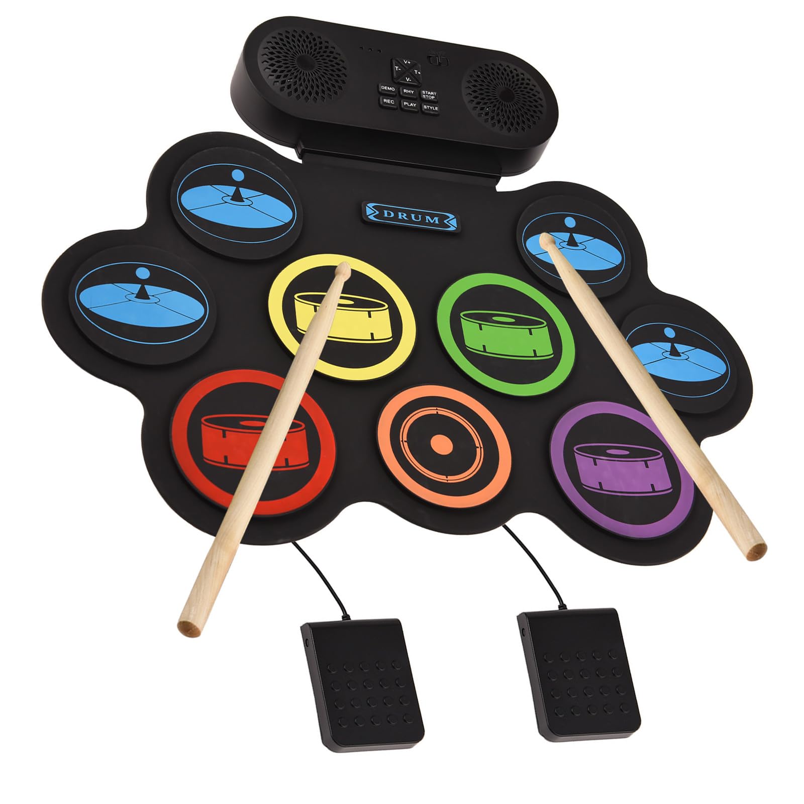 Batteria elettronica portatile USB adatta per gli appassionati di musica con ricca libreria di suoni tra cui ritmi rock Rolling Up Drum