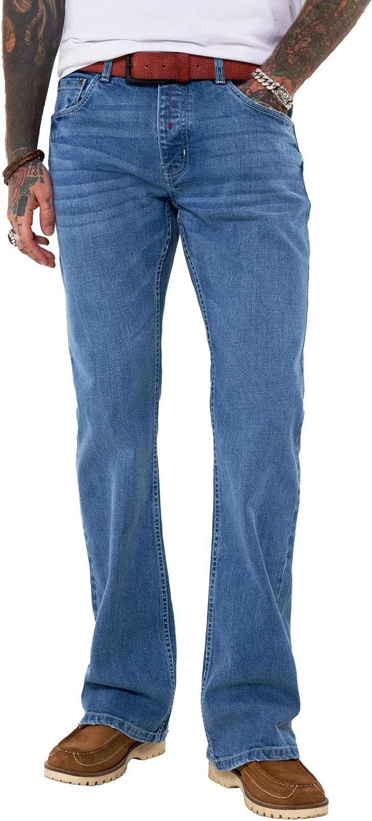 Men's Mid Wash Button Fly Bootcut Jeans
