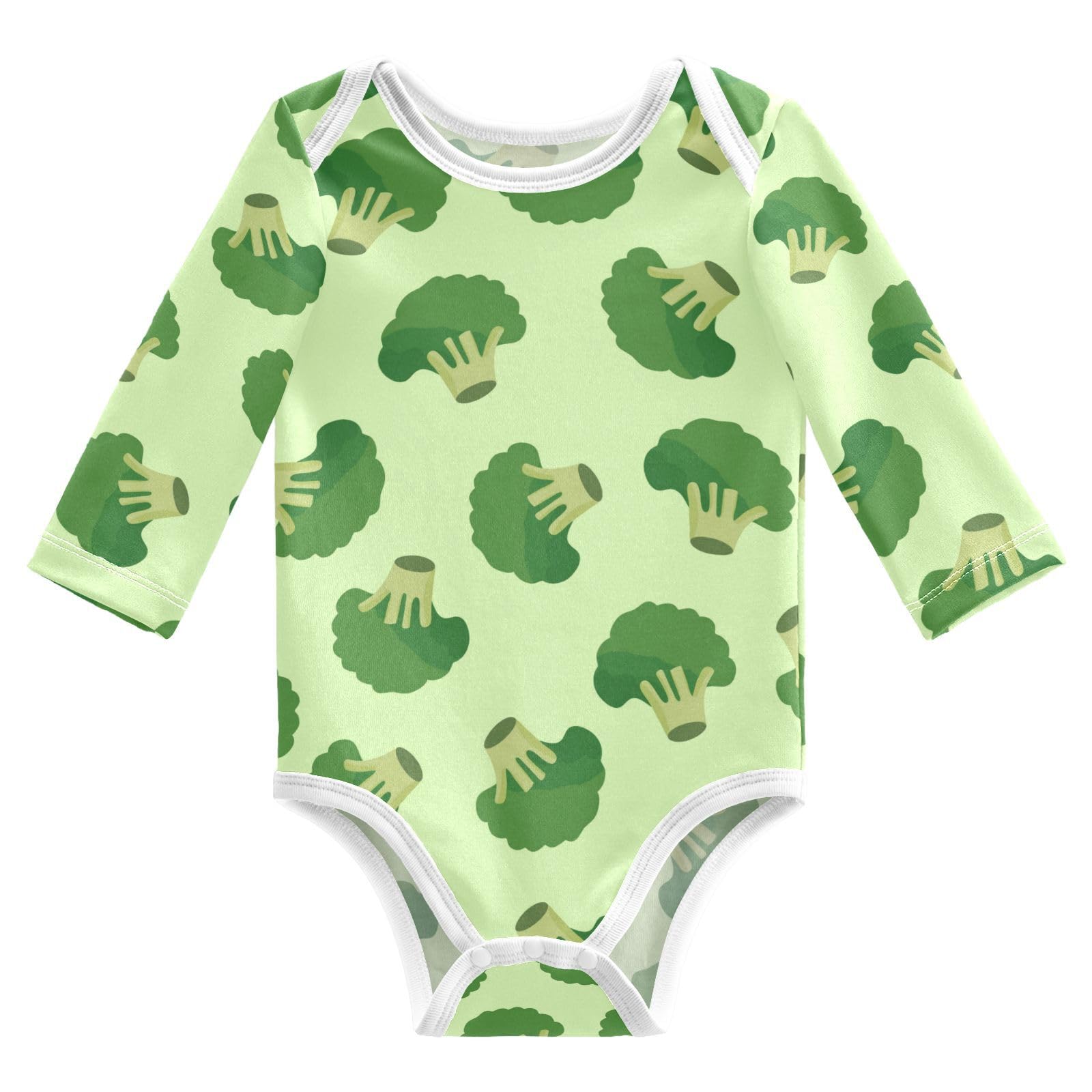 Wusikd Broccoli Vegetables Unisex Baby Bodysuit Cotton Green Baby Long Sleeve Clothes 3 Months for Boys Girls