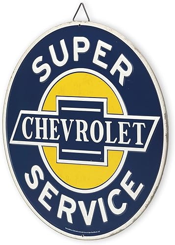 Miniatura 2 de Chevrolet Super Service - Letrero redondo de metal  Cartel vintage de Chevrolet para garaje, tienda o cueva de hombre