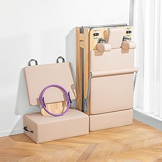 Pilates Reformer Machine, Quick-Assembly Studio Grade Pilates Equipment for Gym and Home, Oak Wood Pilates Reformer with Reformer Accessories