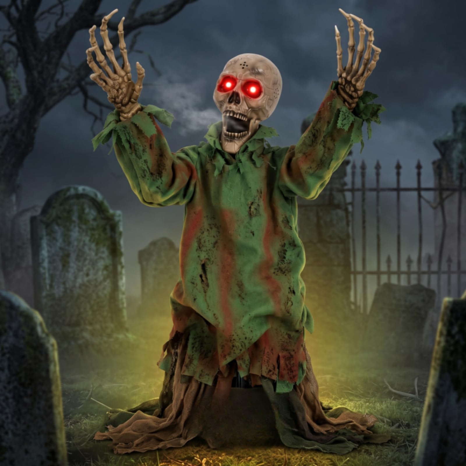 Busto di Zombie all’Aperto, 60X30X20, Zombie con Capelli Lunghi
